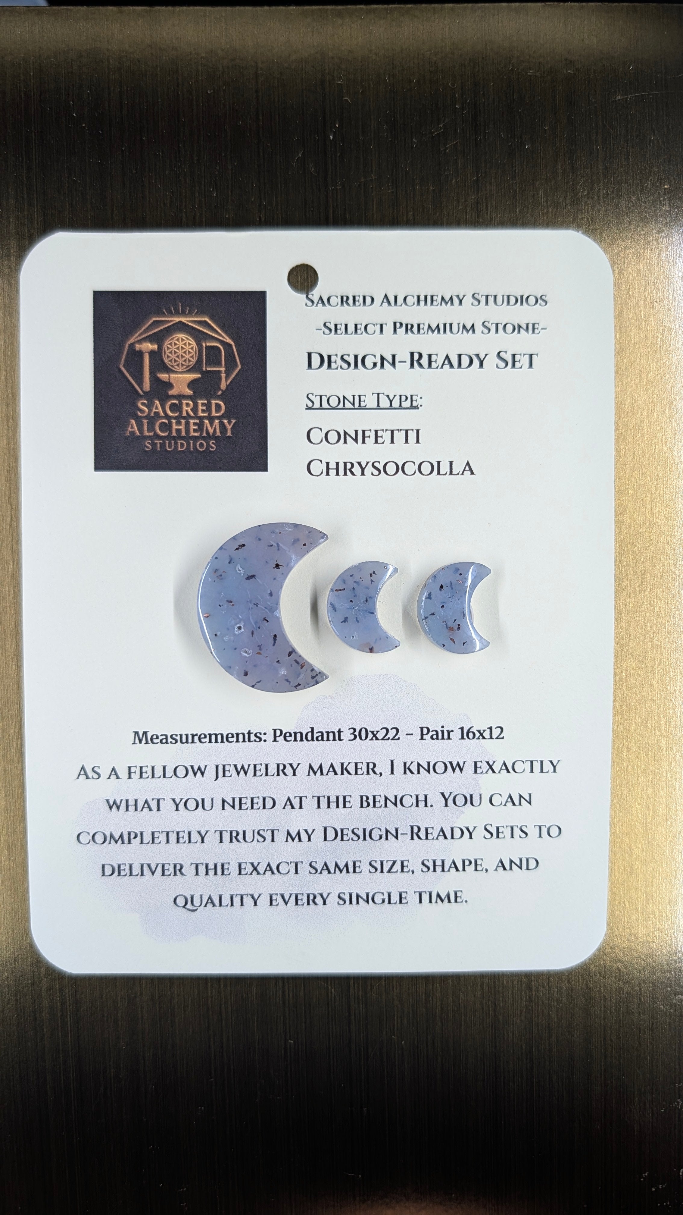 Crescent Moon - Confetti Chrysocolla - Sacred Alchemy Select - Design-Ready Set