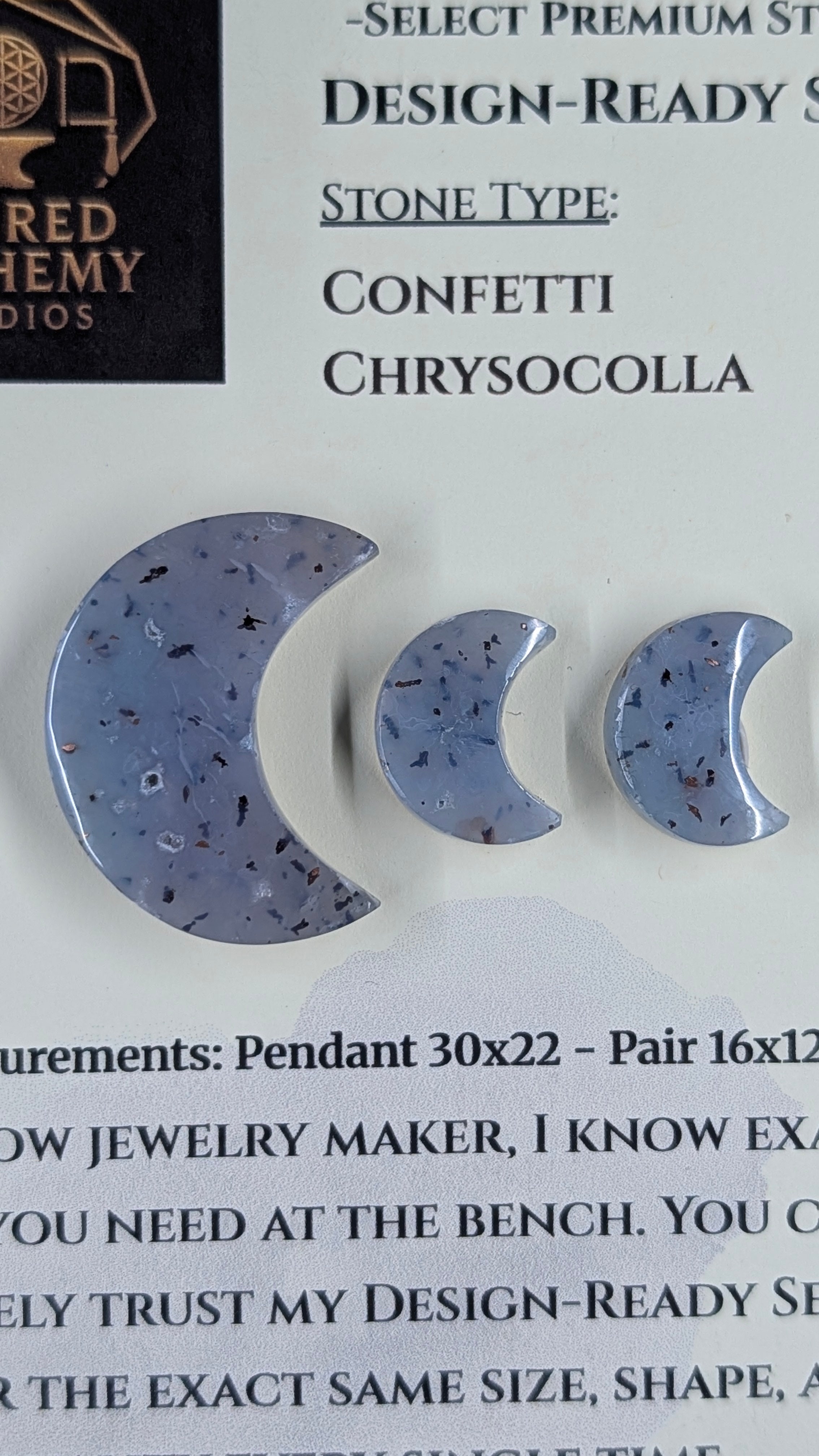 Crescent Moon - Confetti Chrysocolla - Sacred Alchemy Select - Design-Ready Set