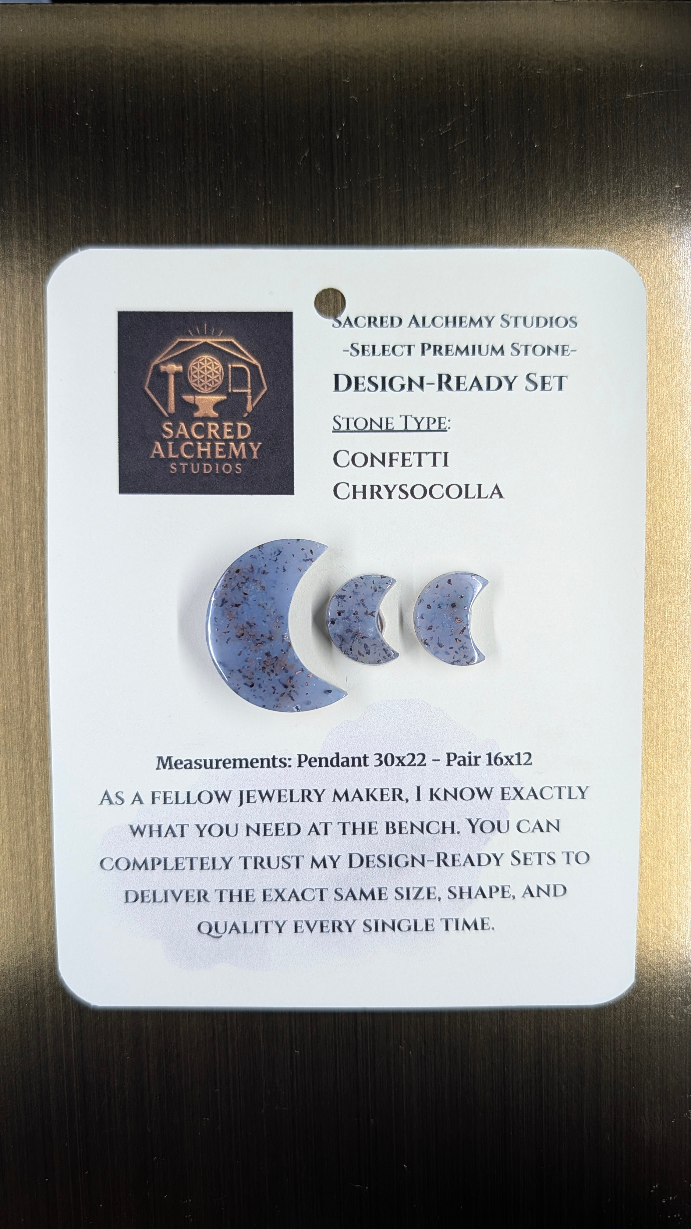 Crescent Moon - Confetti Chrysocolla - Sacred Alchemy Select - Design-Ready Set