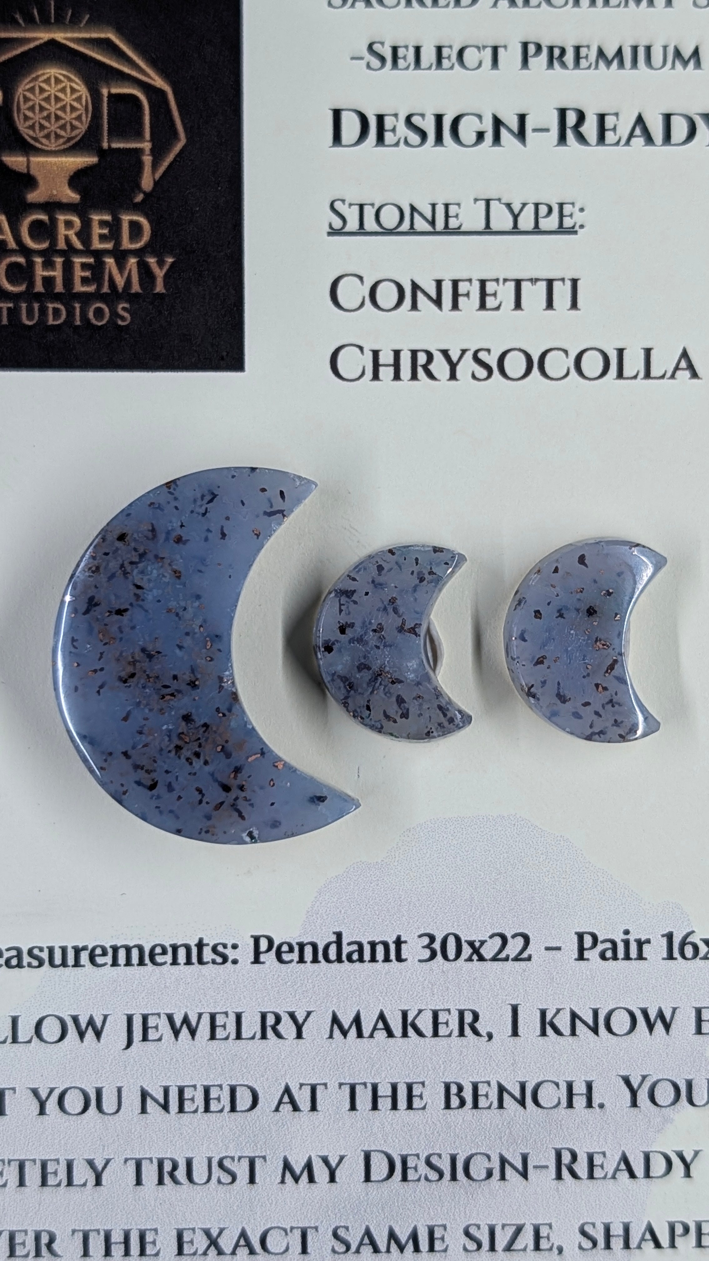 Crescent Moon - Confetti Chrysocolla - Sacred Alchemy Select - Design-Ready Set