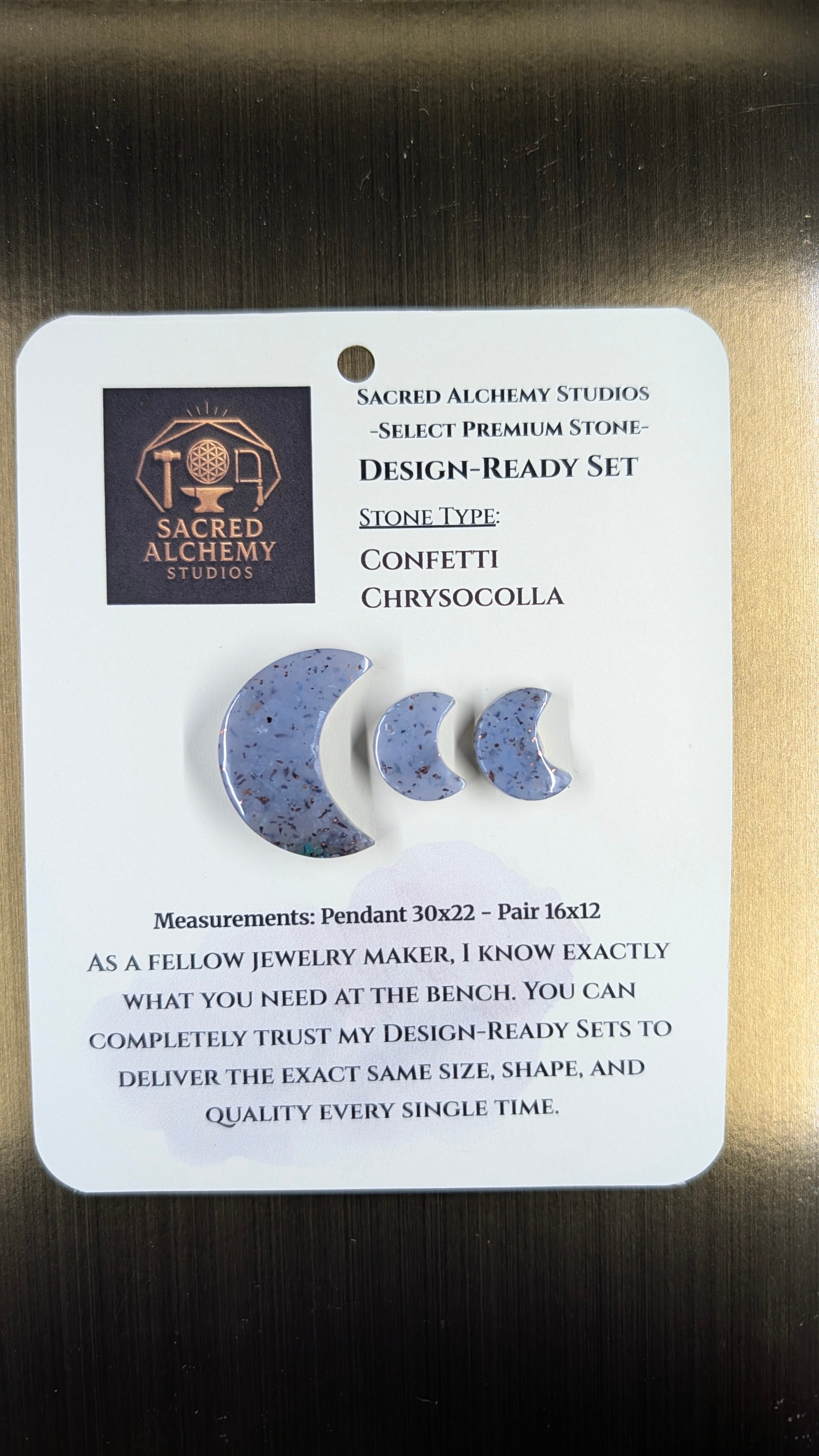 Crescent Moon - Confetti Chrysocolla - Sacred Alchemy Select - Design-Ready Set