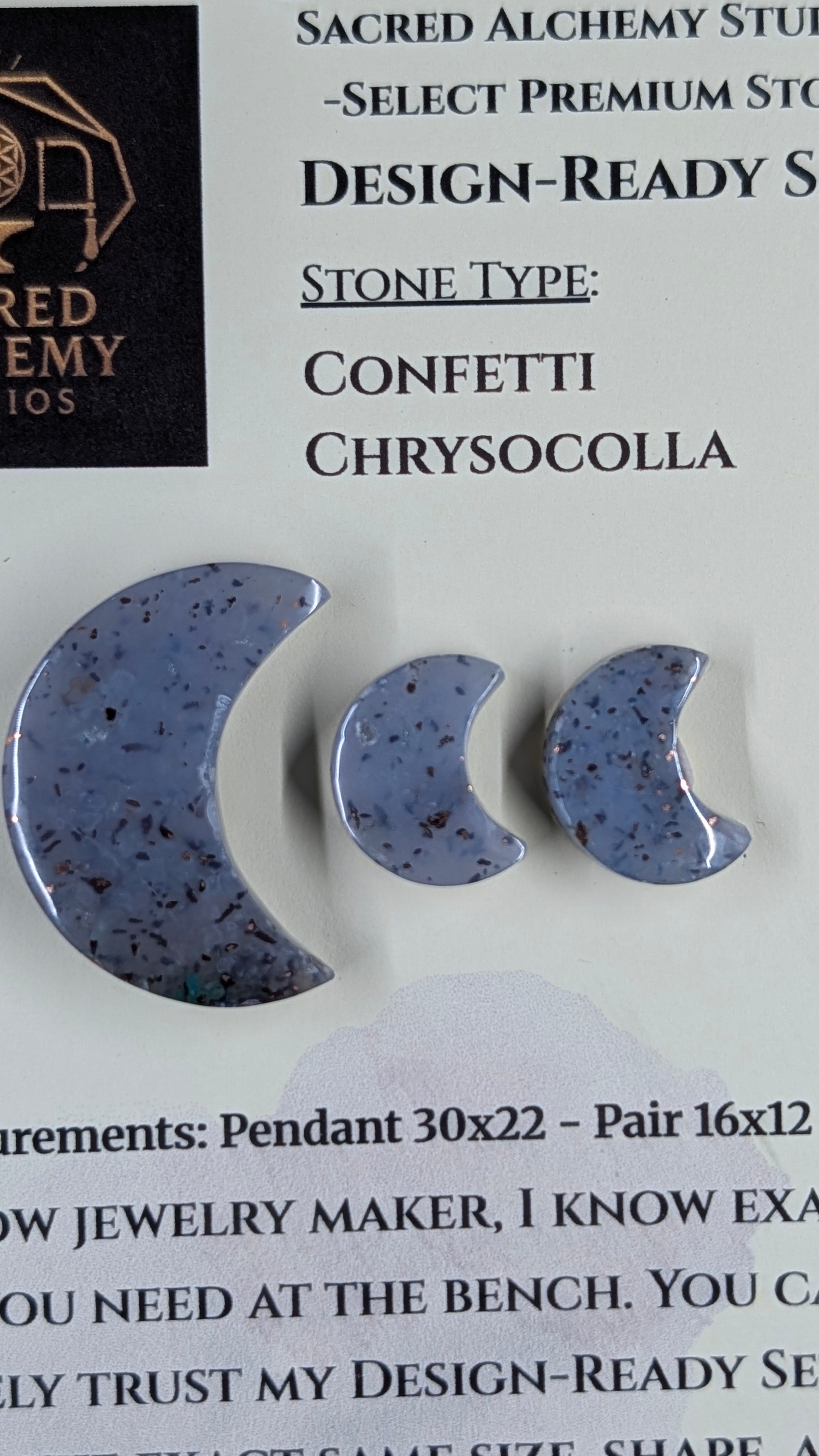 Crescent Moon - Confetti Chrysocolla - Sacred Alchemy Select - Design-Ready Set