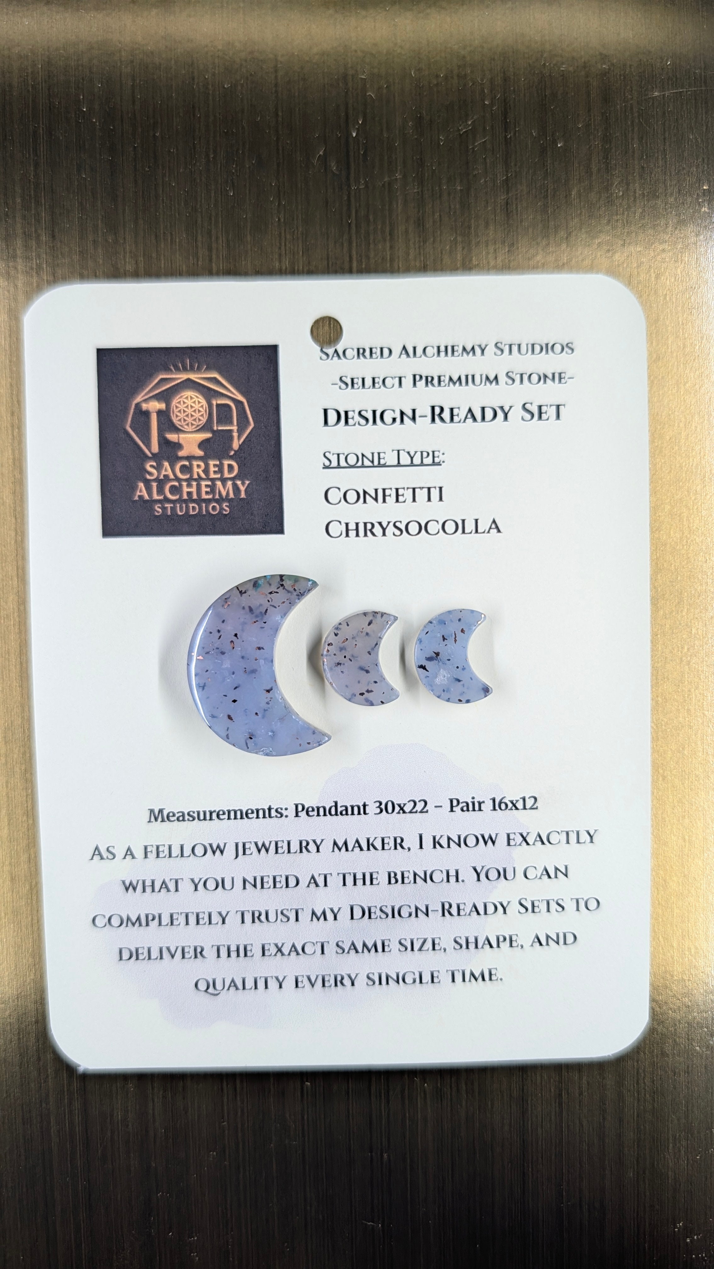 Crescent Moon - Confetti Chrysocolla - Sacred Alchemy Select - Design-Ready Set
