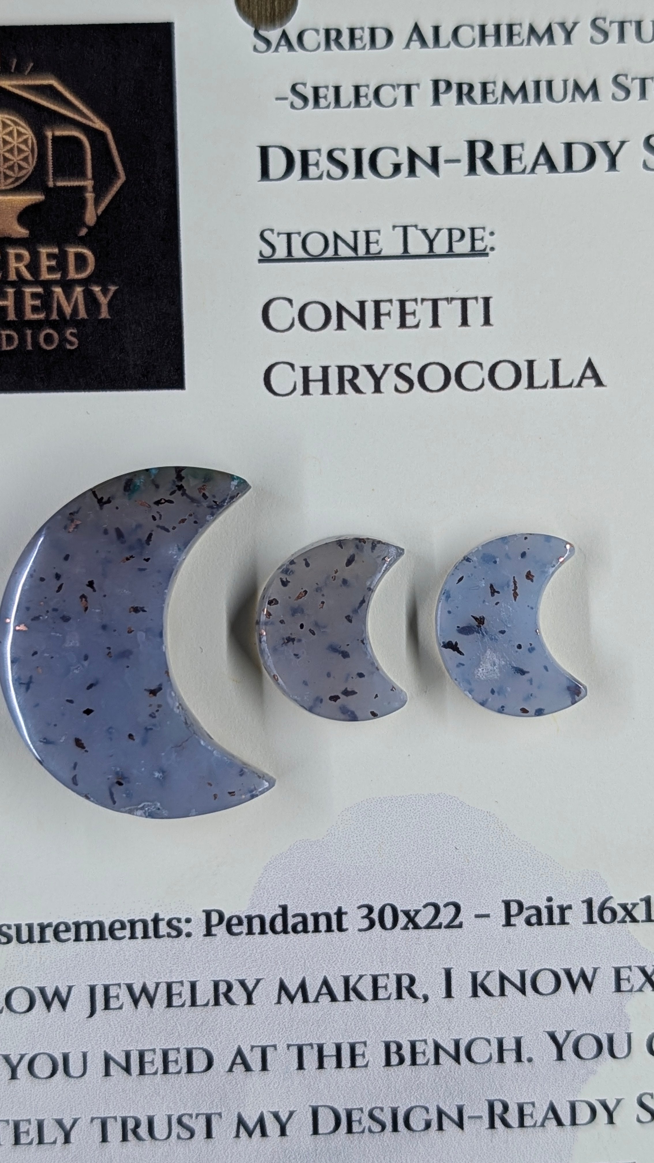 Crescent Moon - Confetti Chrysocolla - Sacred Alchemy Select - Design-Ready Set