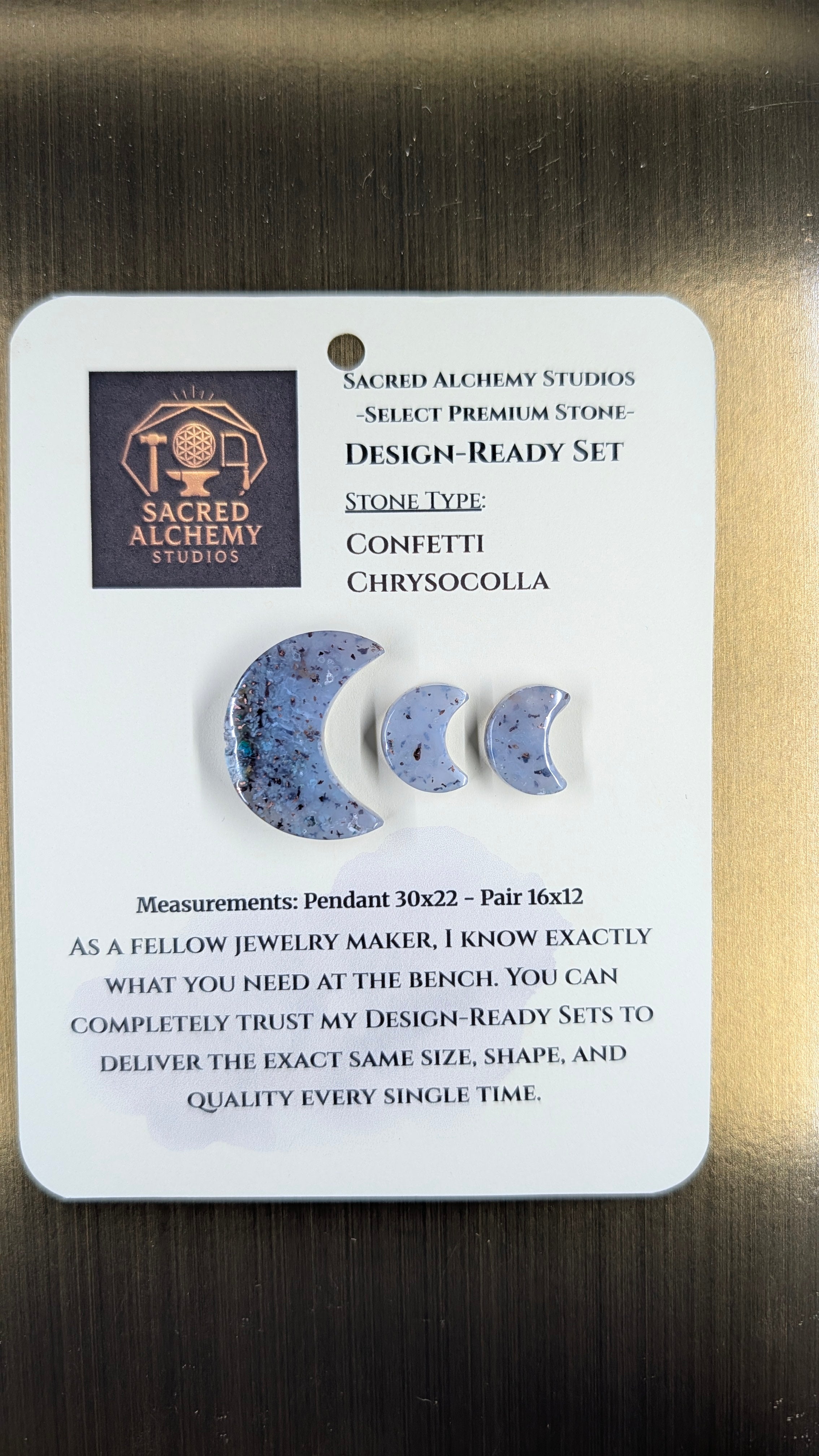 Crescent Moon - Confetti Chrysocolla - Sacred Alchemy Select - Design-Ready Set