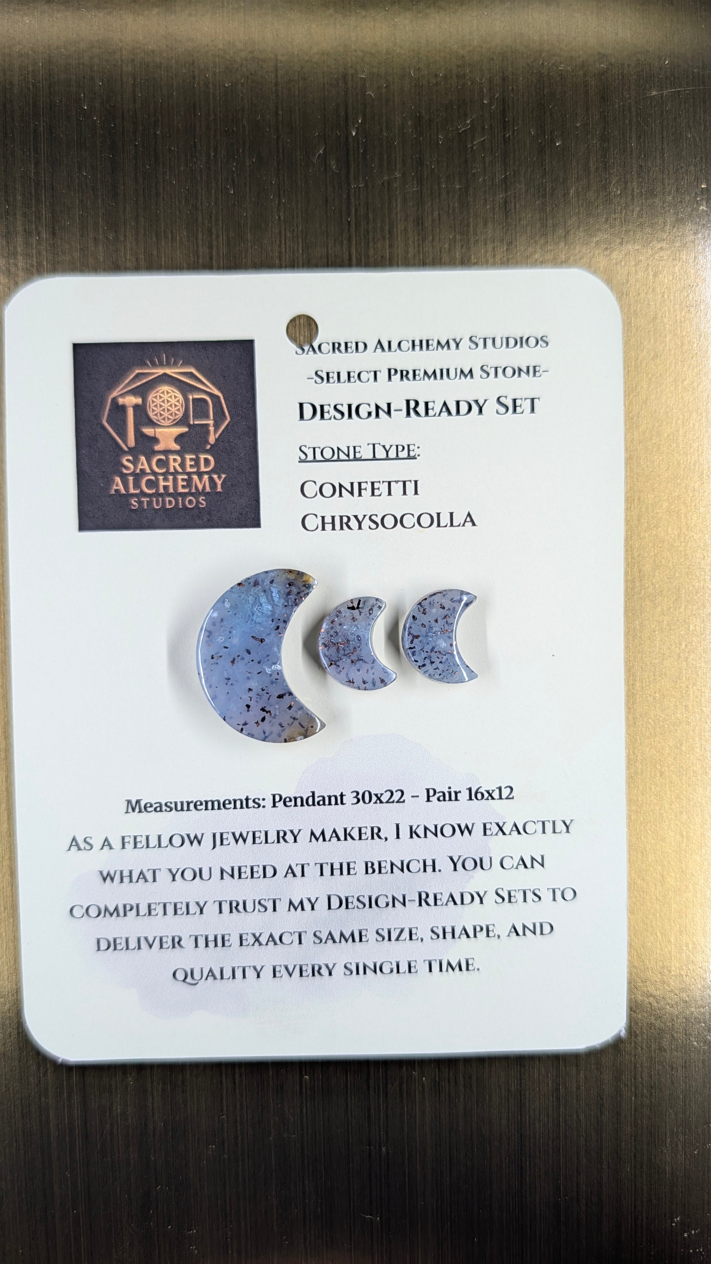 Crescent Moon - Confetti Chrysocolla - Sacred Alchemy Select - Design-Ready Set