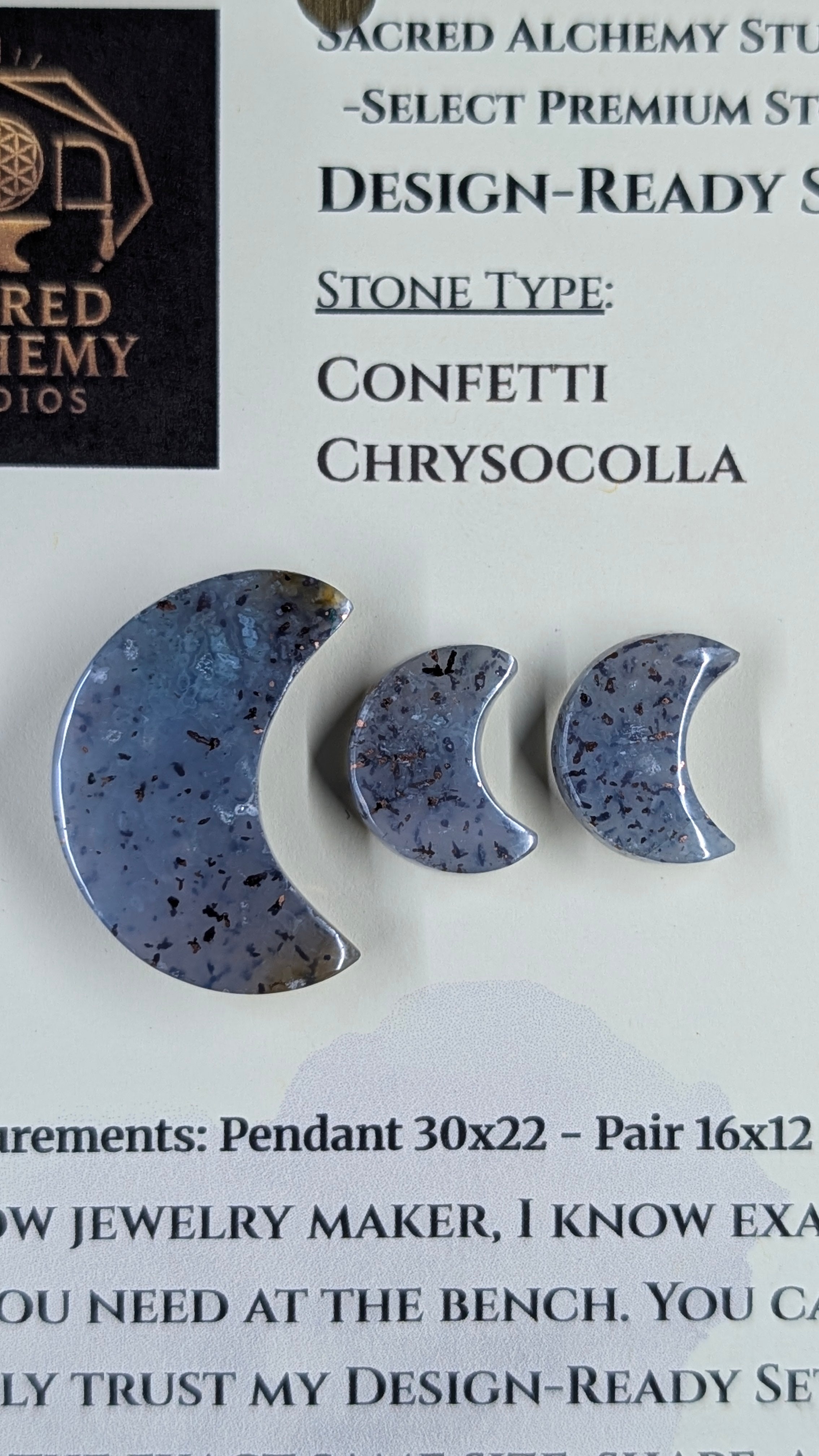 Crescent Moon - Confetti Chrysocolla - Sacred Alchemy Select - Design-Ready Set