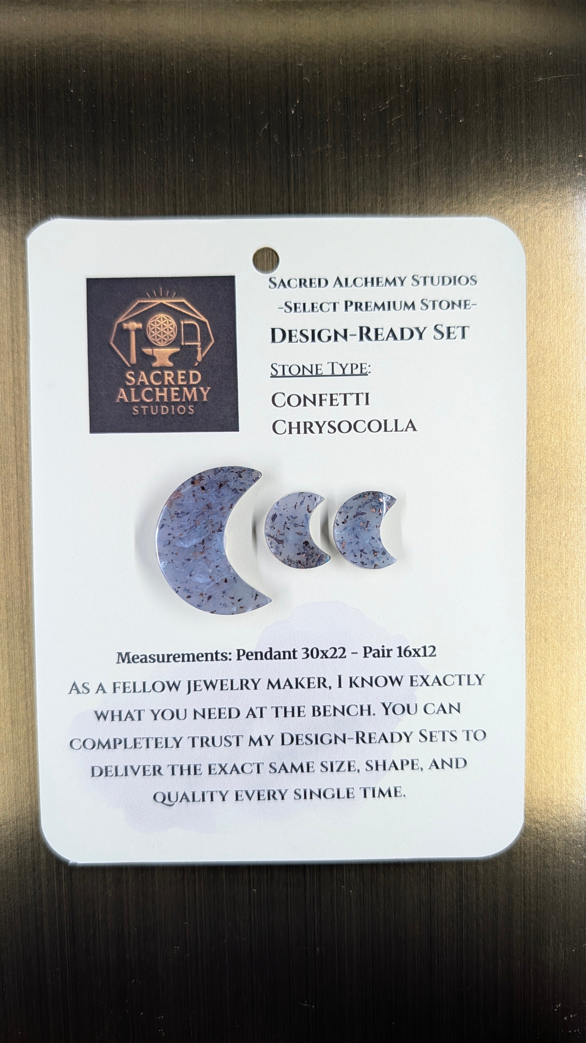 Crescent Moon - Confetti Chrysocolla - Sacred Alchemy Select - Design-Ready Set