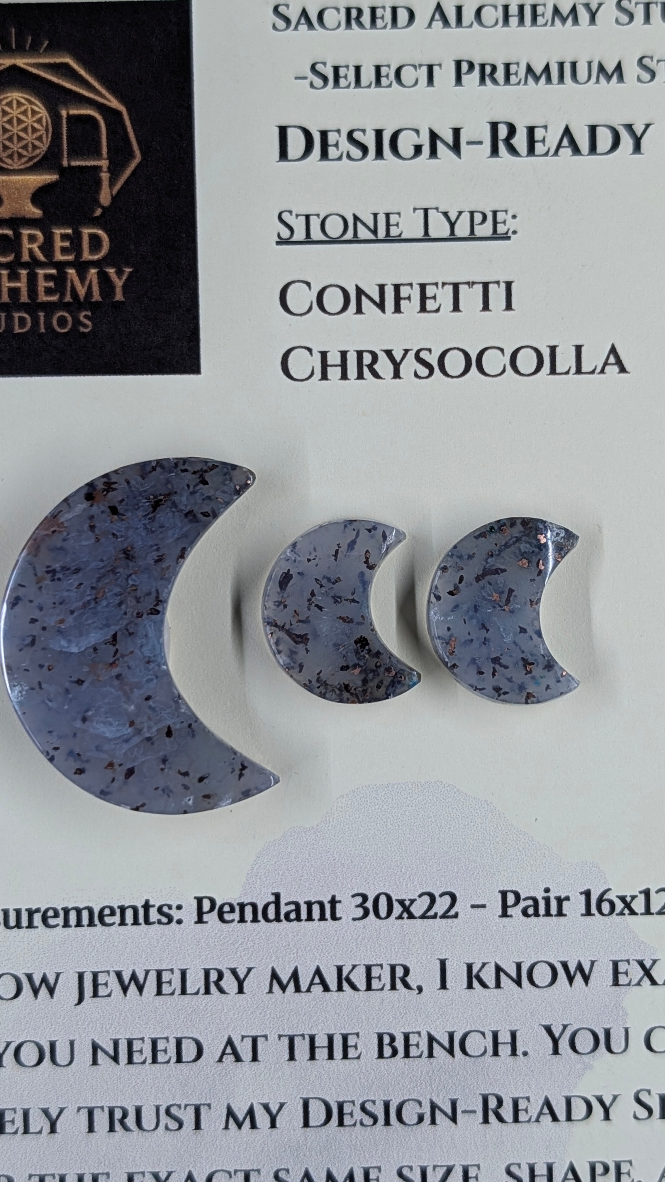 Crescent Moon - Confetti Chrysocolla - Sacred Alchemy Select - Design-Ready Set