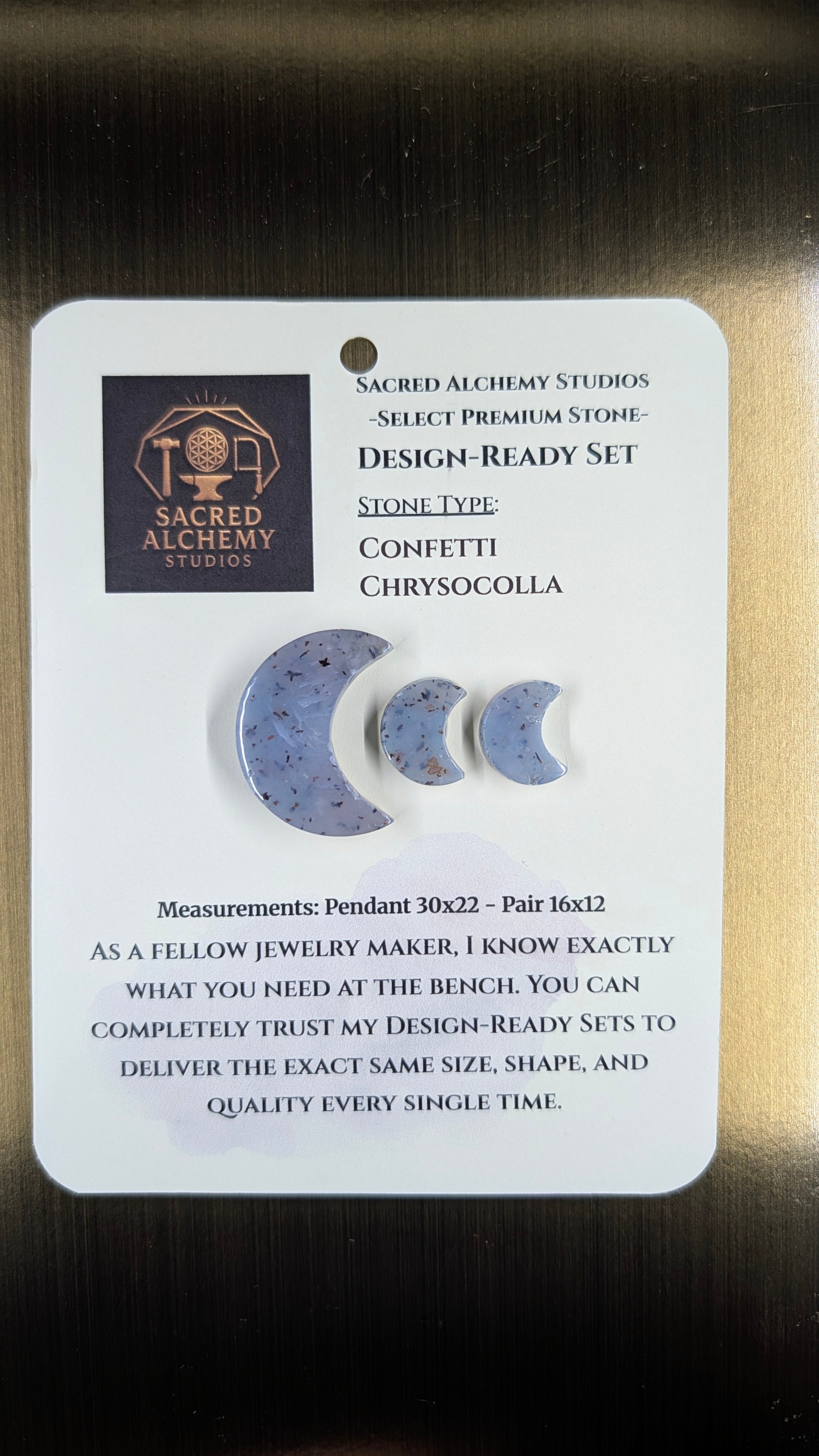 Crescent Moon - Confetti Chrysocolla - Sacred Alchemy Select - Design-Ready Set