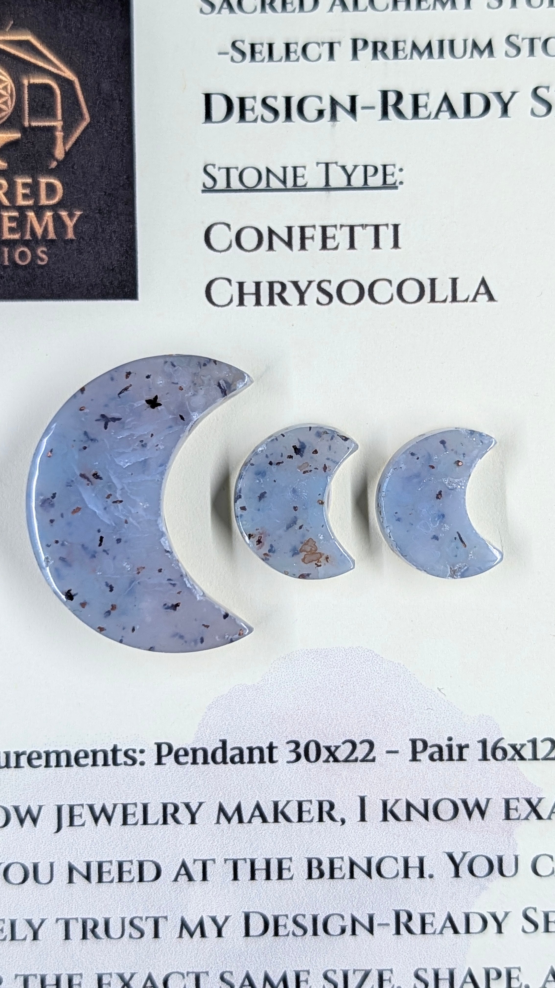 Crescent Moon - Confetti Chrysocolla - Sacred Alchemy Select - Design-Ready Set