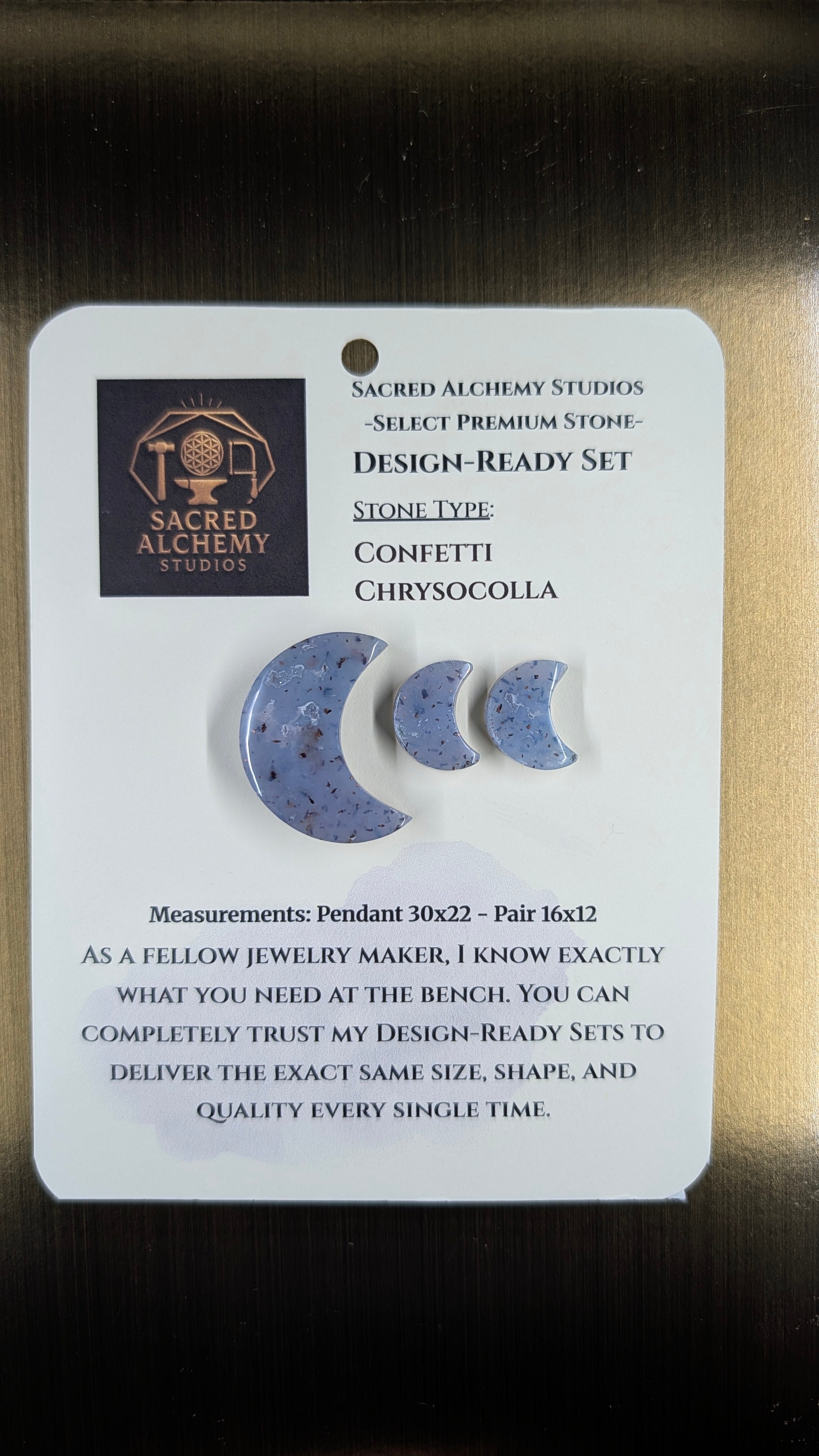 Crescent Moon - Confetti Chrysocolla - Sacred Alchemy Select - Design-Ready Set