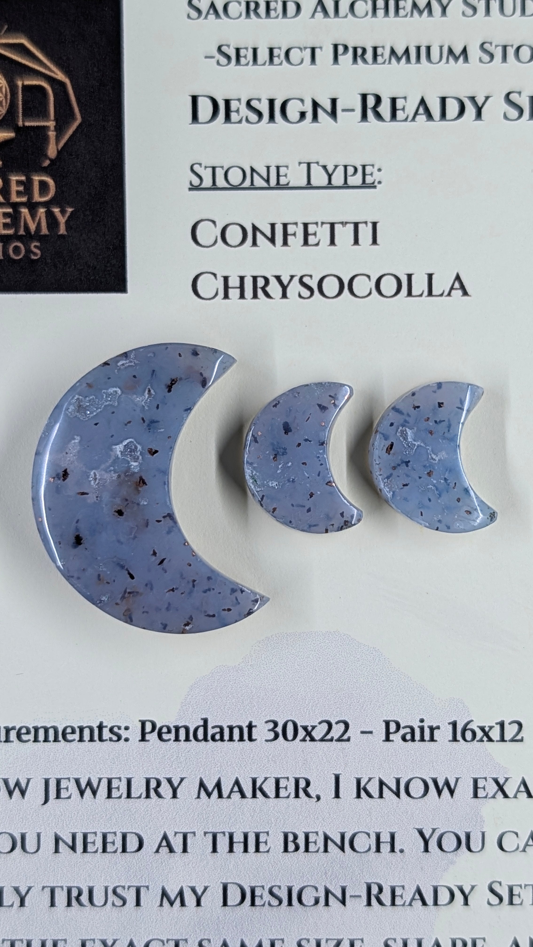 Crescent Moon - Confetti Chrysocolla - Sacred Alchemy Select - Design-Ready Set