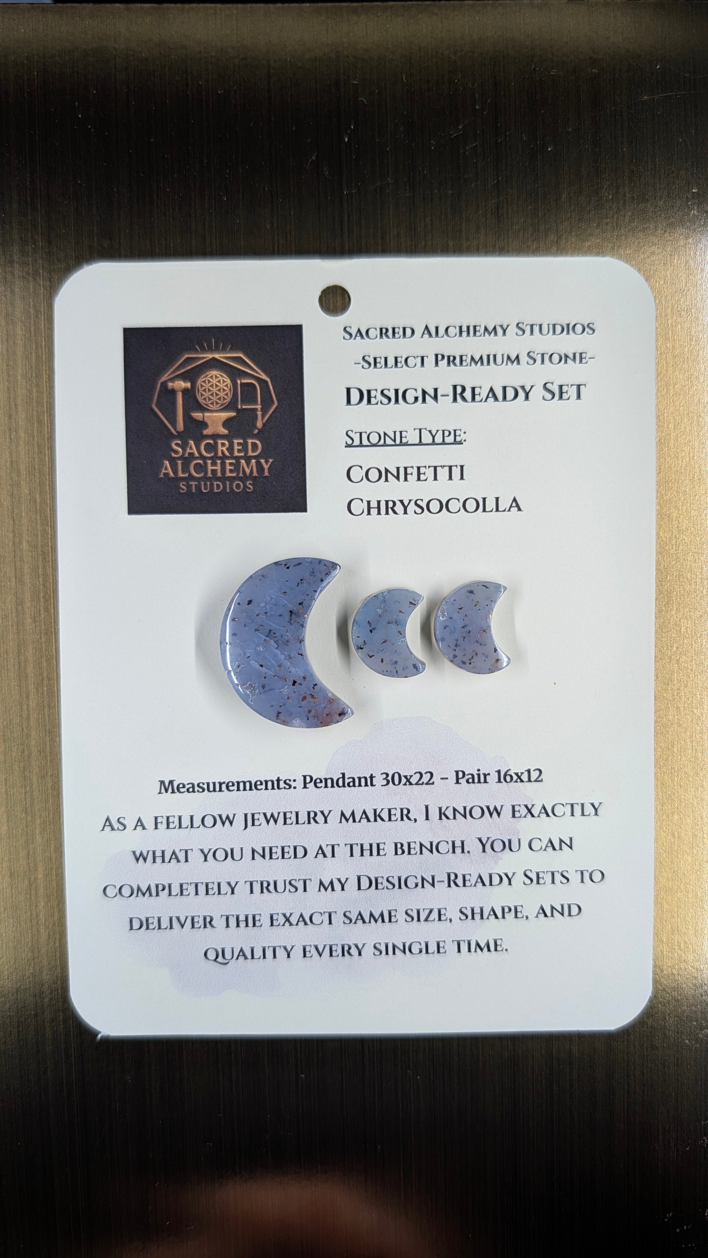 Crescent Moon - Confetti Chrysocolla - Sacred Alchemy Select - Design-Ready Set