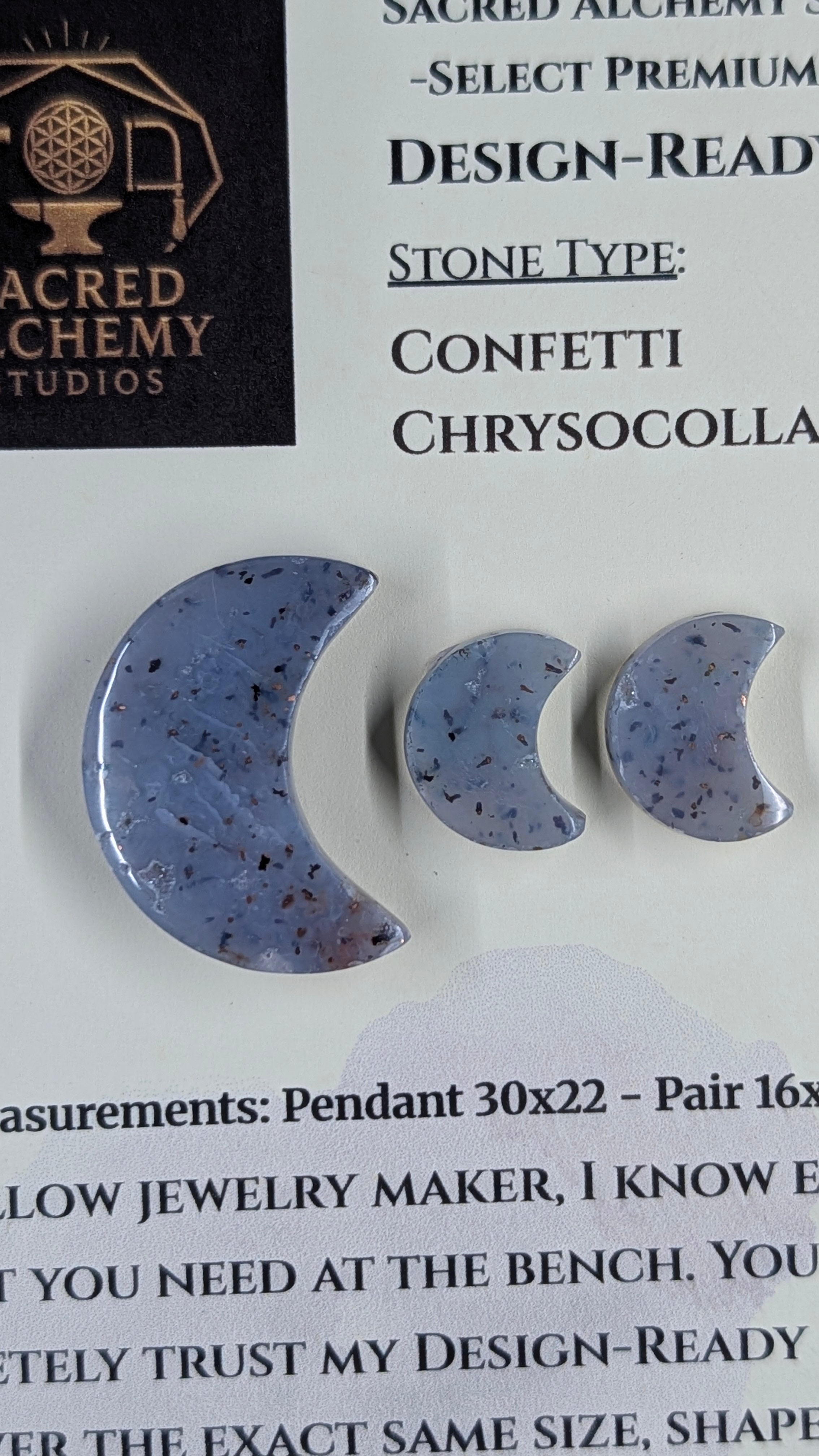 Crescent Moon - Confetti Chrysocolla - Sacred Alchemy Select - Design-Ready Set