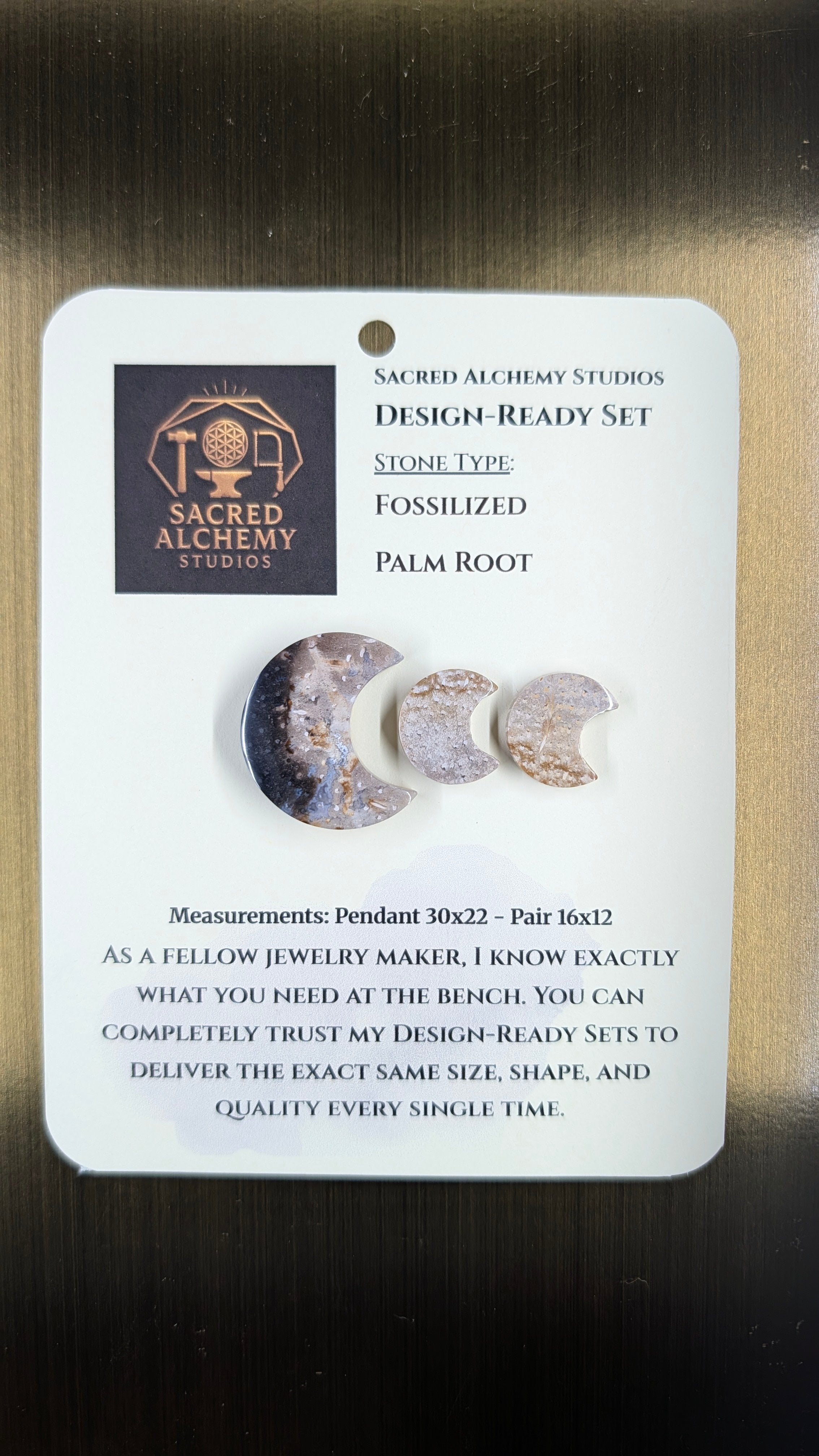 Crescent Moon - Fossilized Palm Root - Design-Ready Set