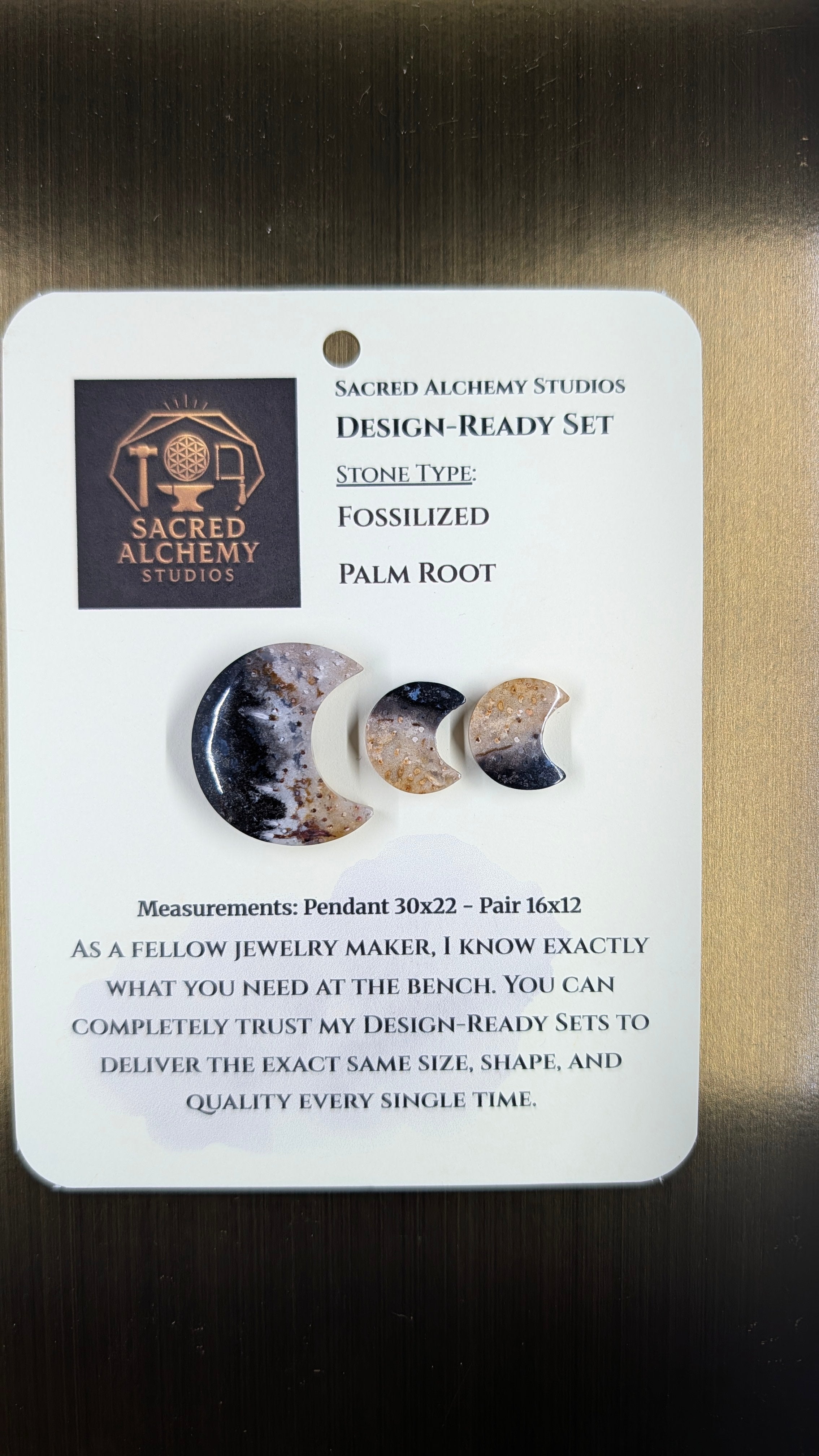 Crescent Moon - Fossilized Palm Root - Design-Ready Set
