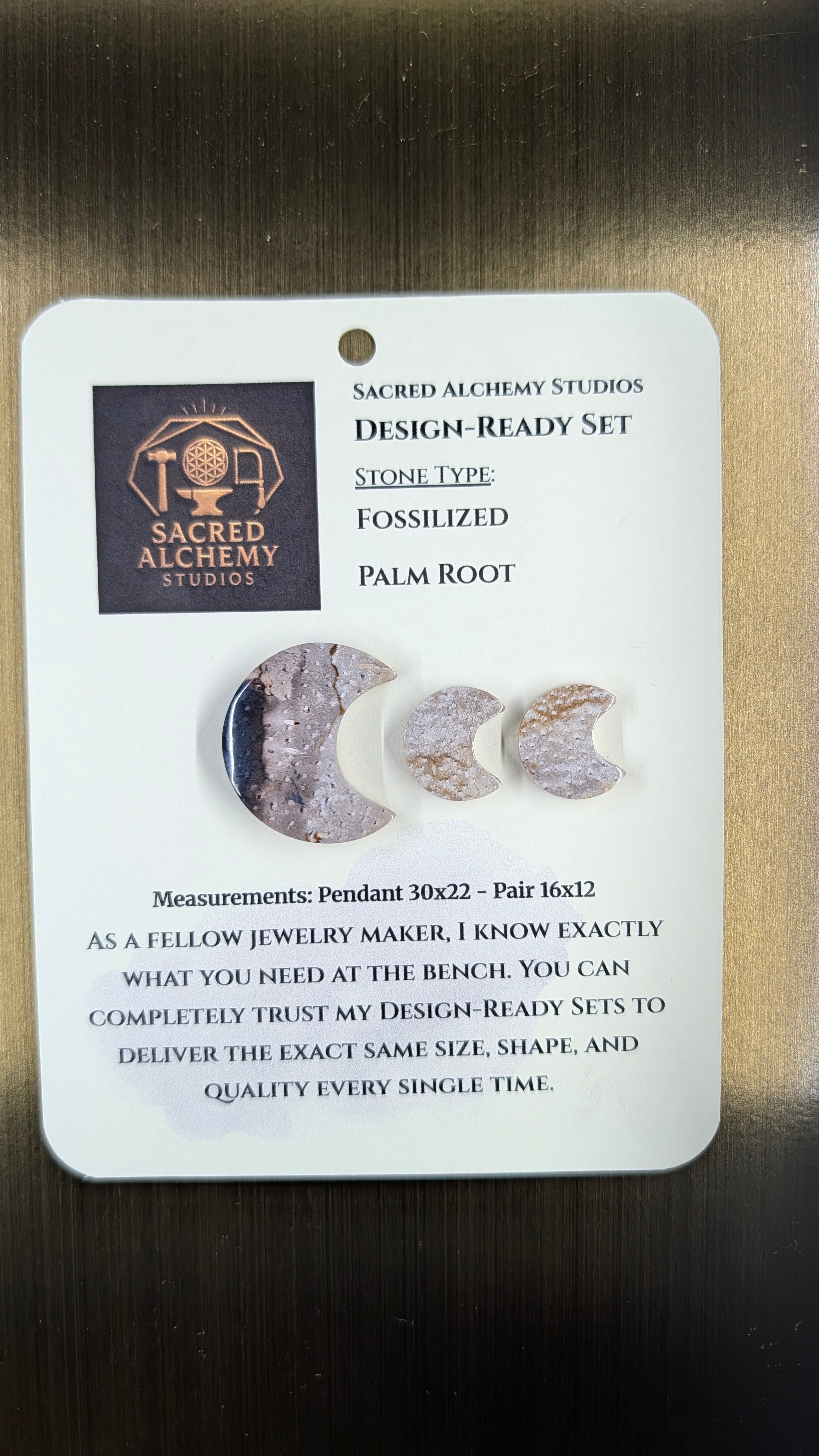 Crescent Moon - Fossilized Palm Root - Design-Ready Set