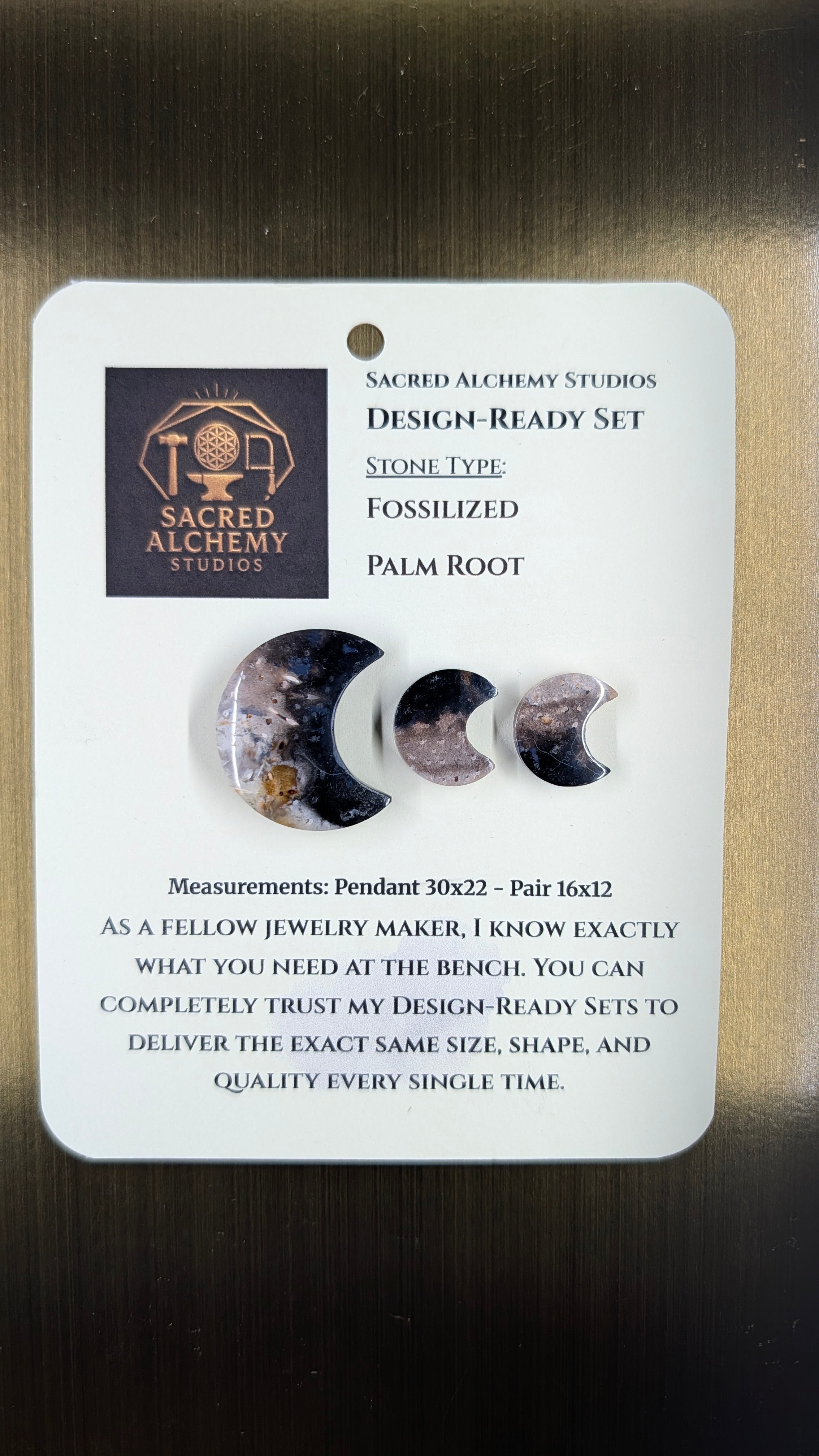 Crescent Moon - Fossilized Palm Root - Design-Ready Set