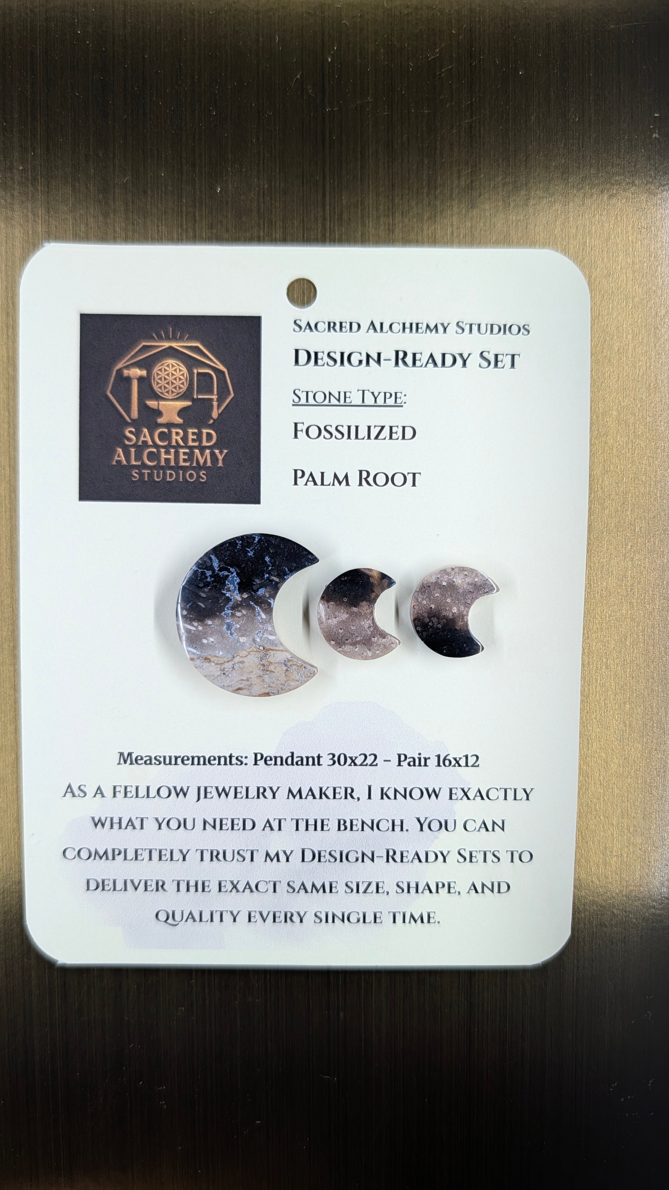 Crescent Moon - Fossilized Palm Root - Design-Ready Set