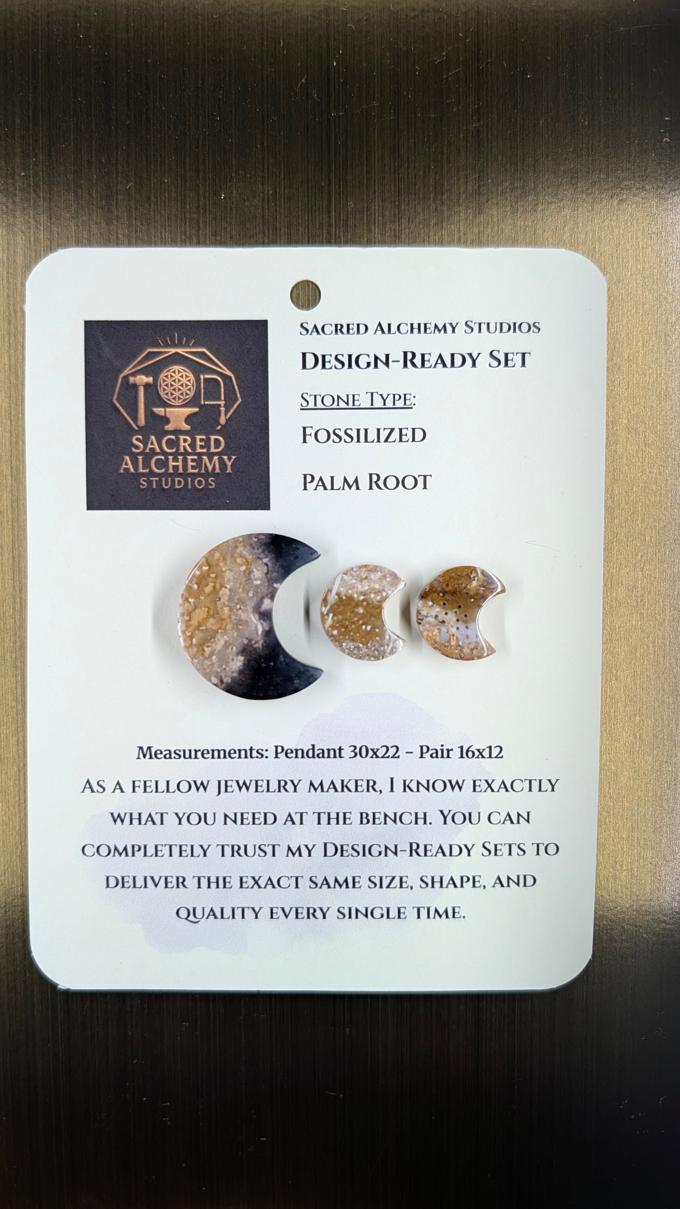 Crescent Moon - Fossilized Palm Root - Design-Ready Set