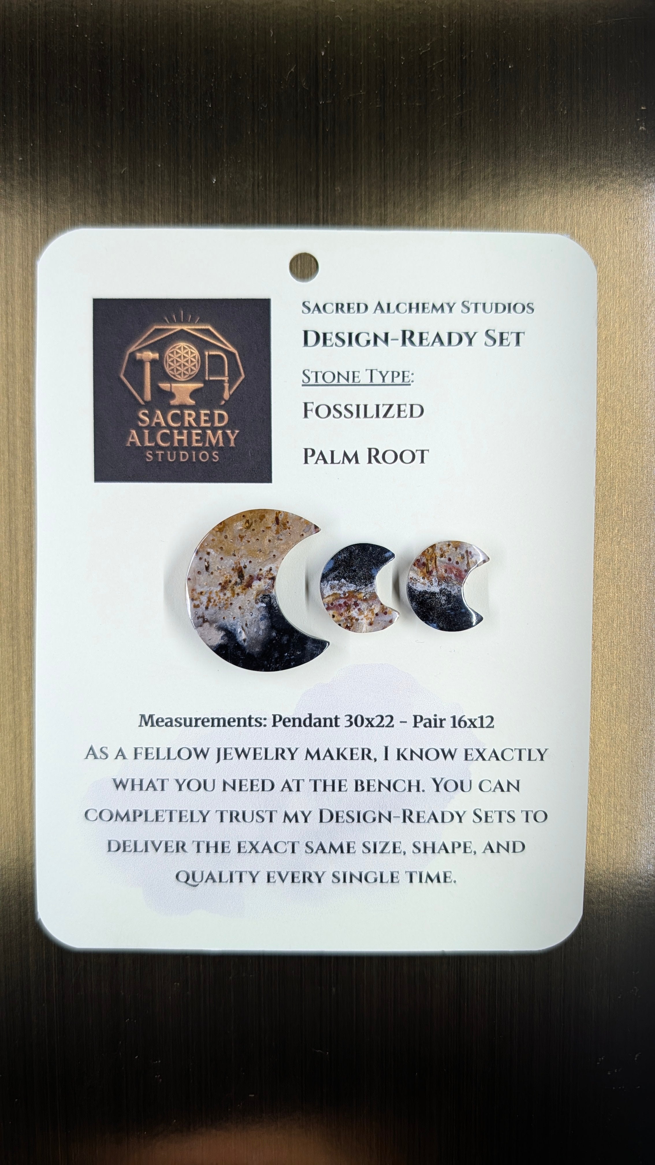 Crescent Moon - Fossilized Palm Root - Design-Ready Set