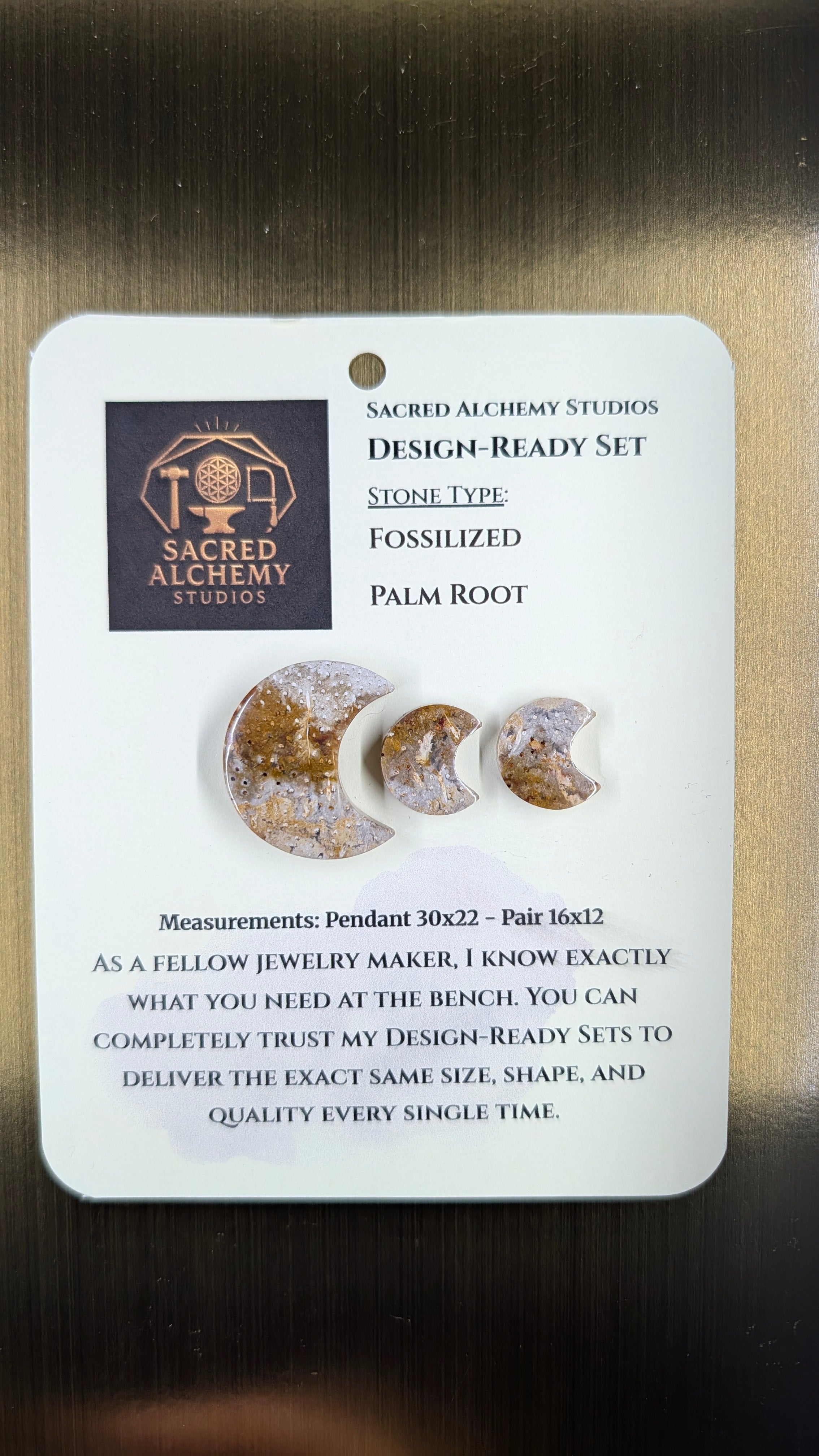 Crescent Moon - Fossilized Palm Root - Design-Ready Set