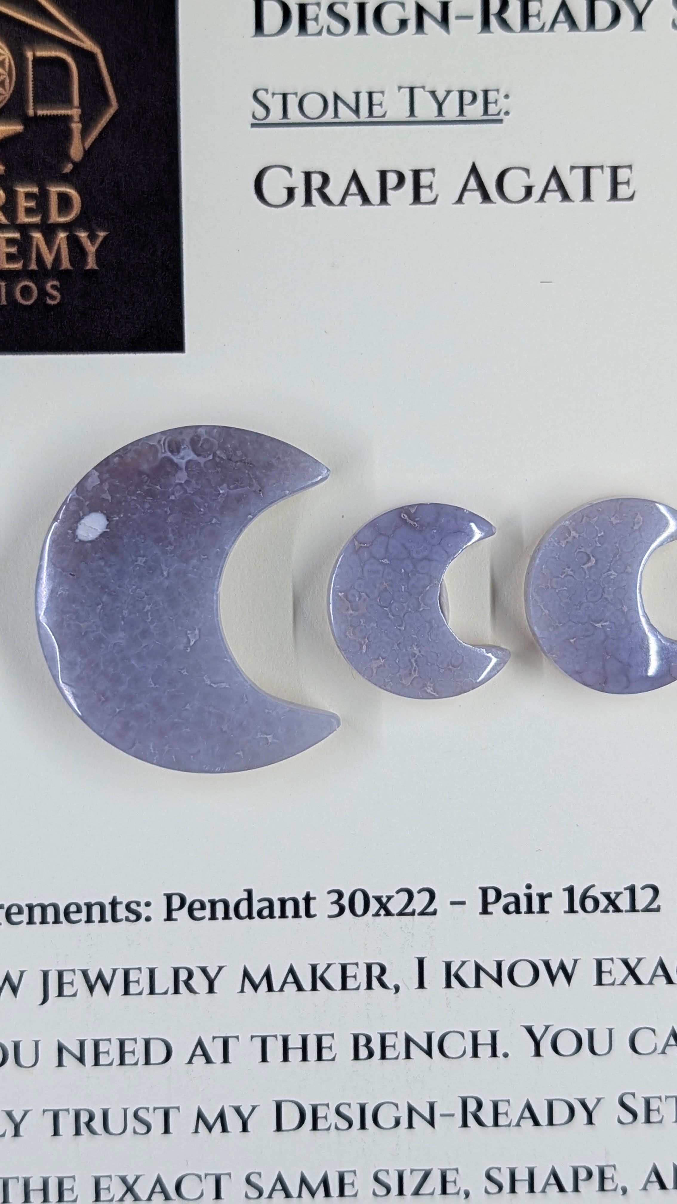 Crescent Moon - Grape Agate - Design-Ready Set