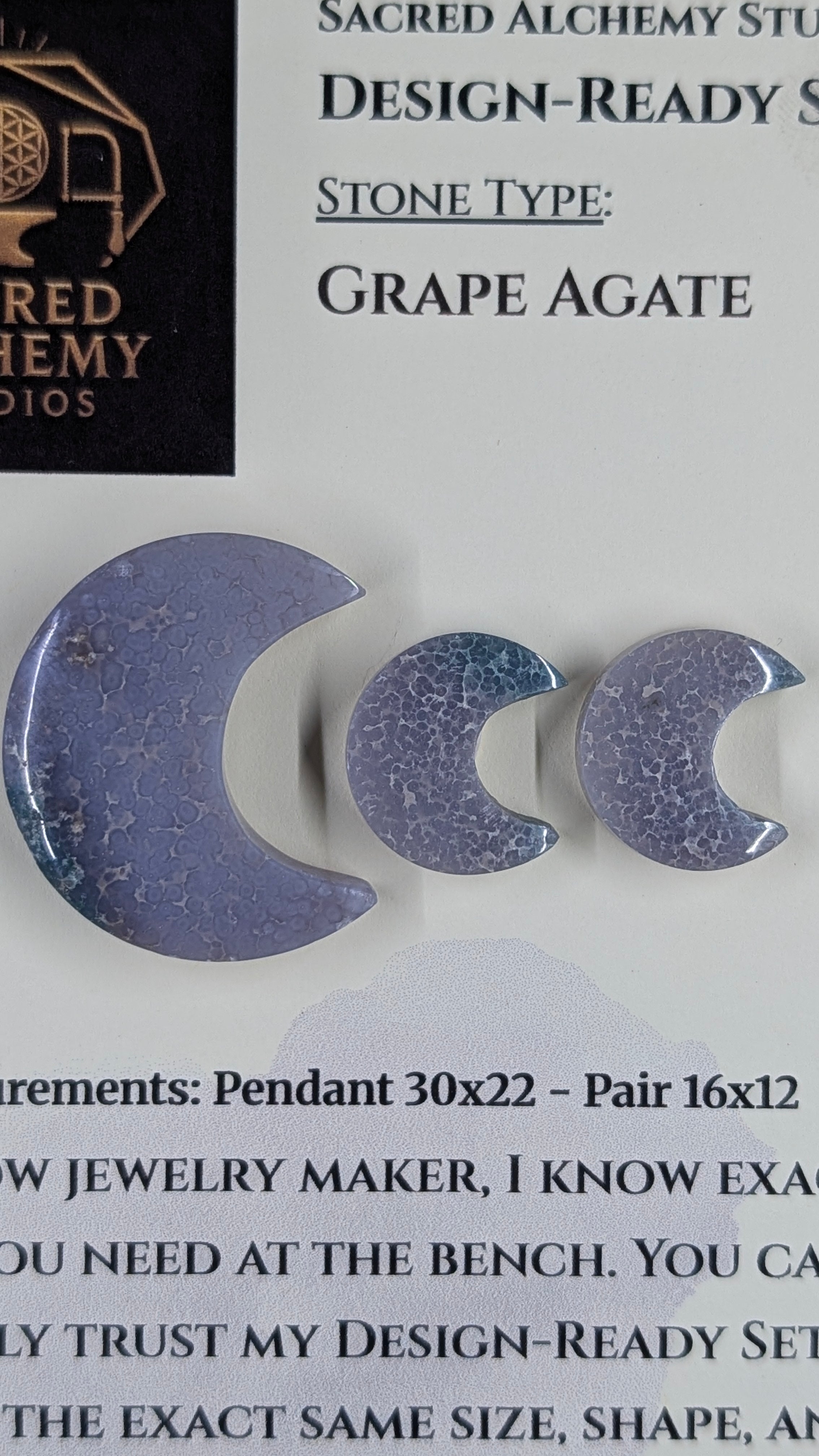 Crescent Moon - Grape Agate - Design-Ready Set