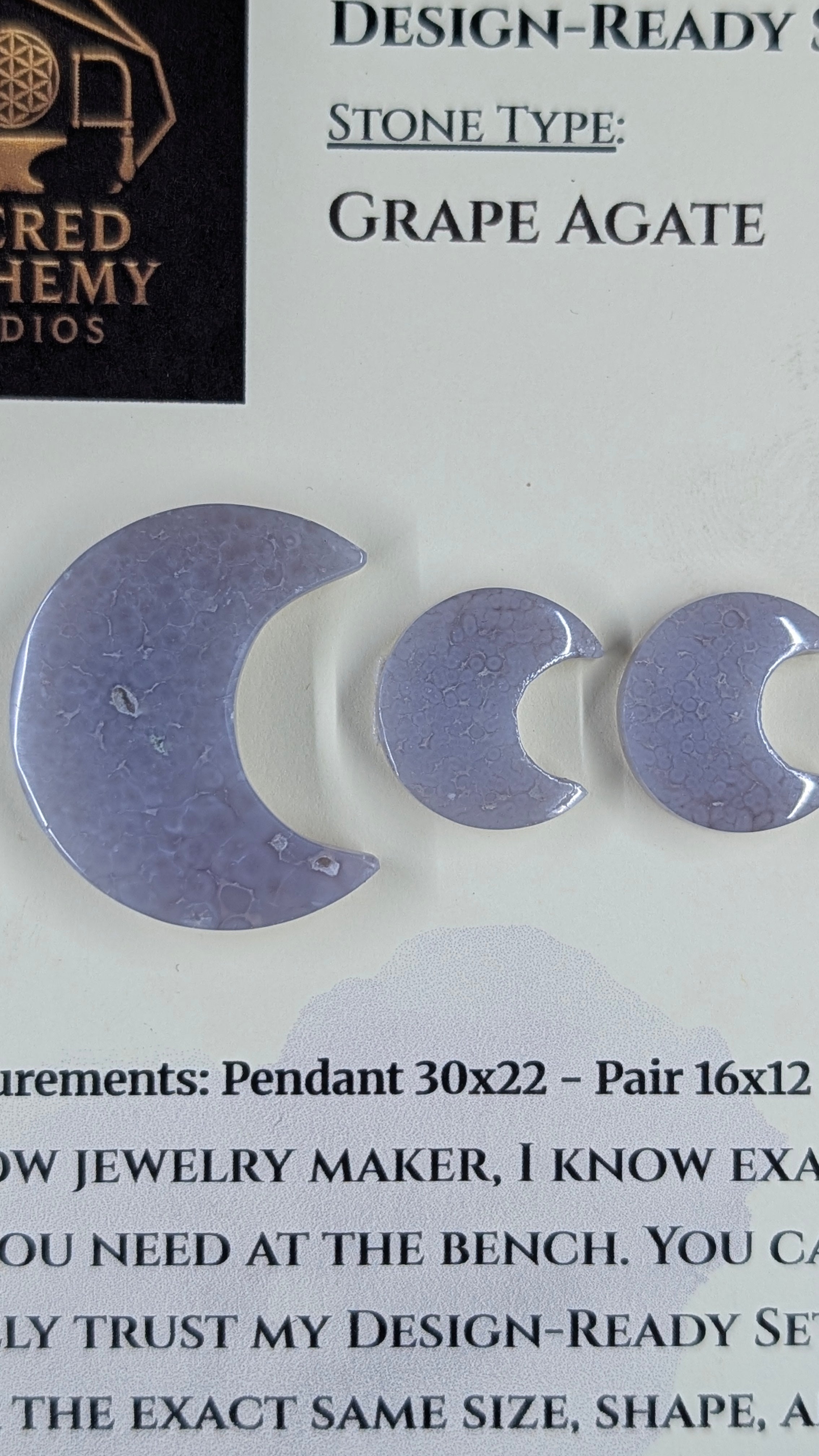 Crescent Moon - Grape Agate - Design-Ready Set
