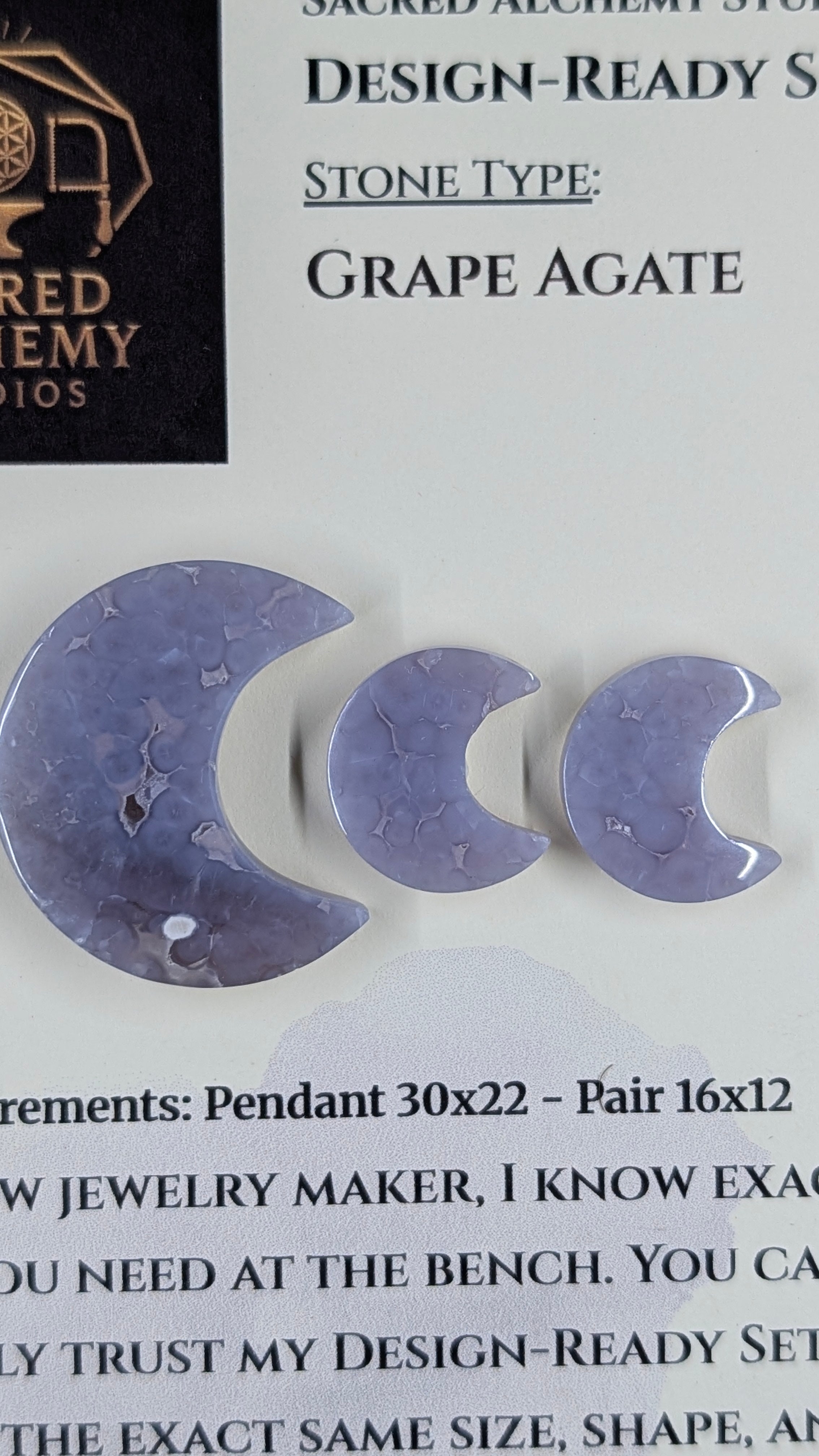 Crescent Moon - Grape Agate - Design-Ready Set