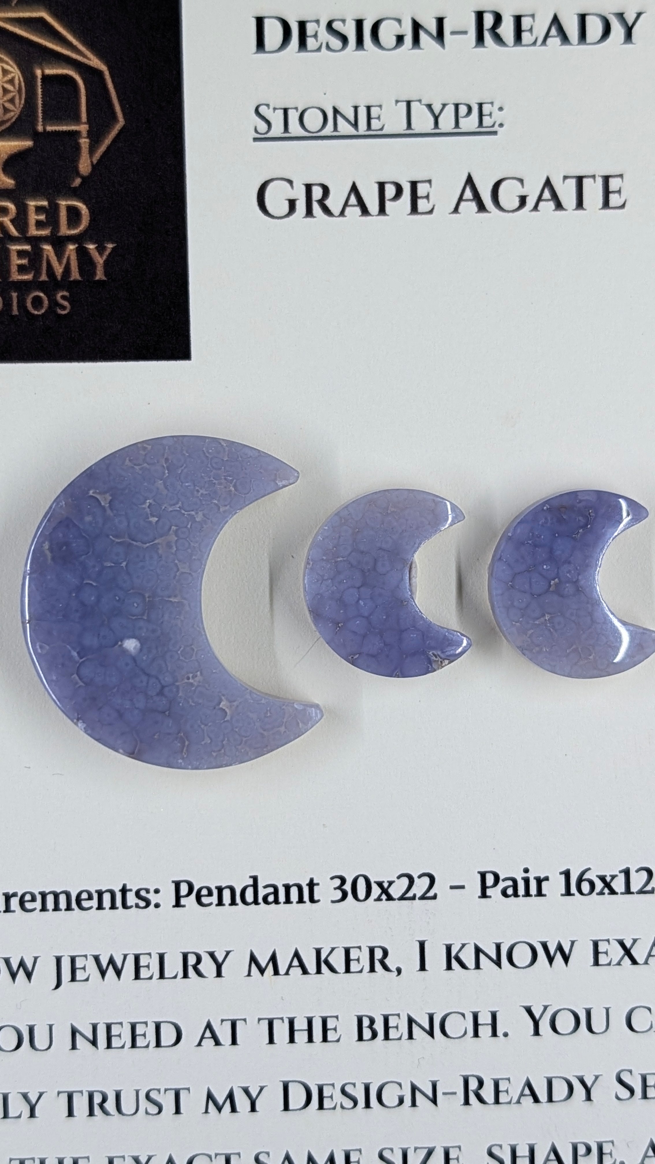 Crescent Moon - Grape Agate - Design-Ready Set