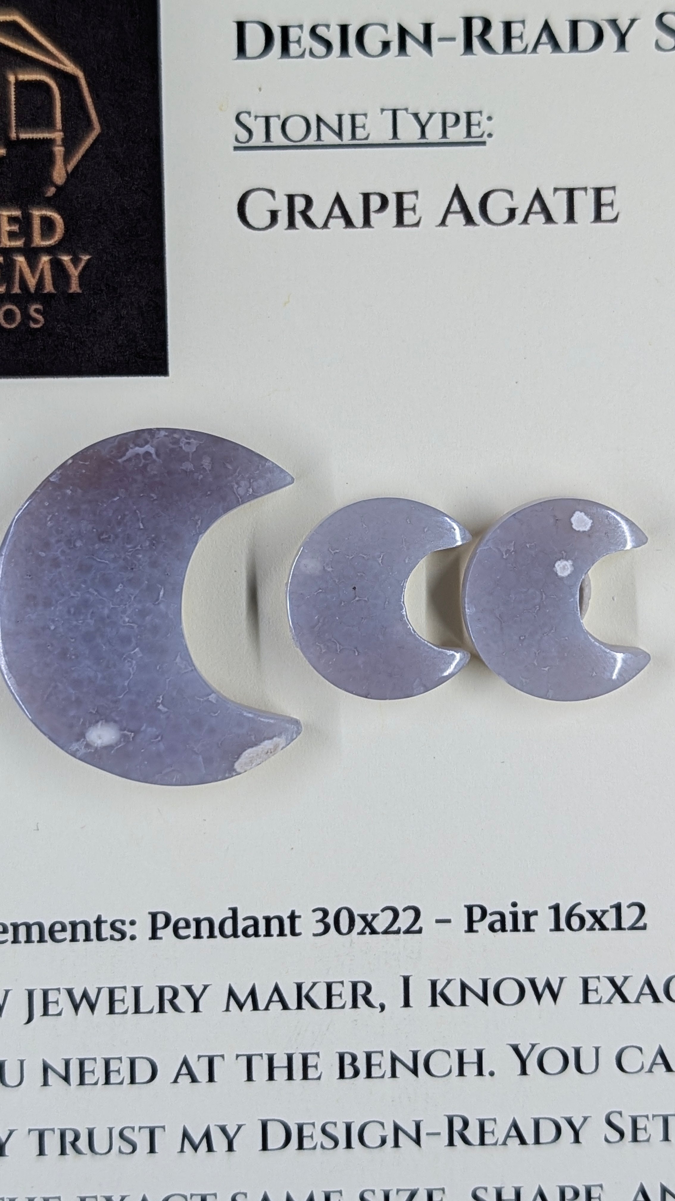 Crescent Moon - Grape Agate - Design-Ready Set