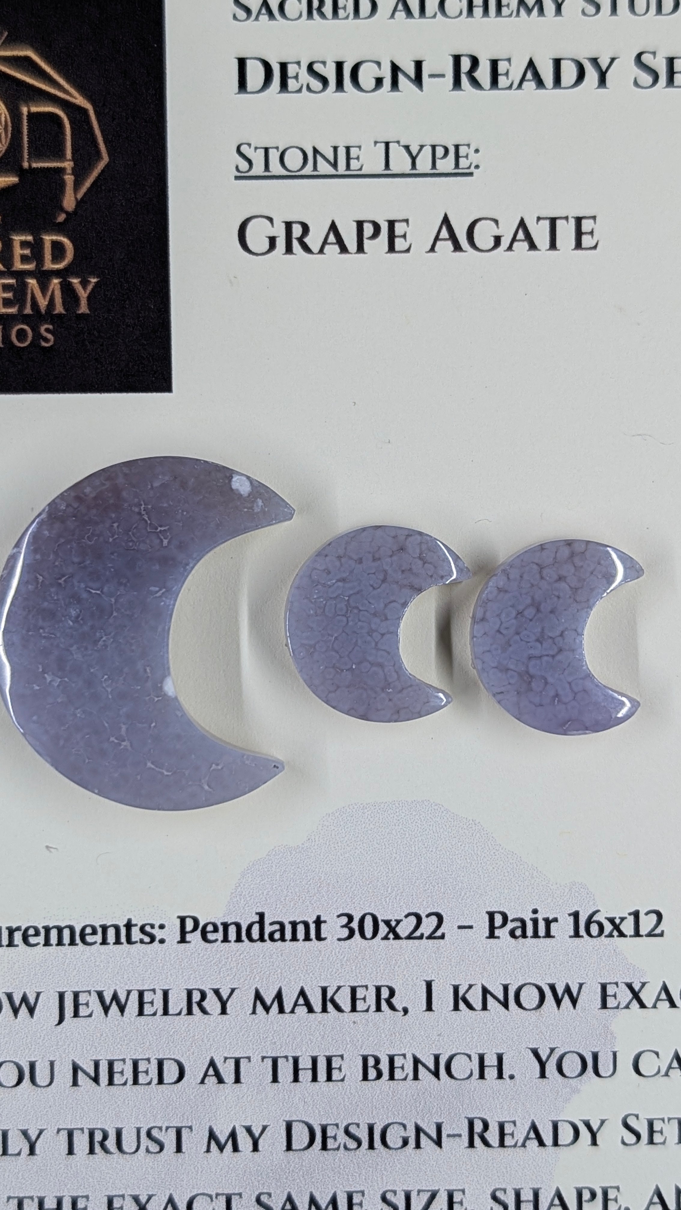 Crescent Moon - Grape Agate - Design-Ready Set