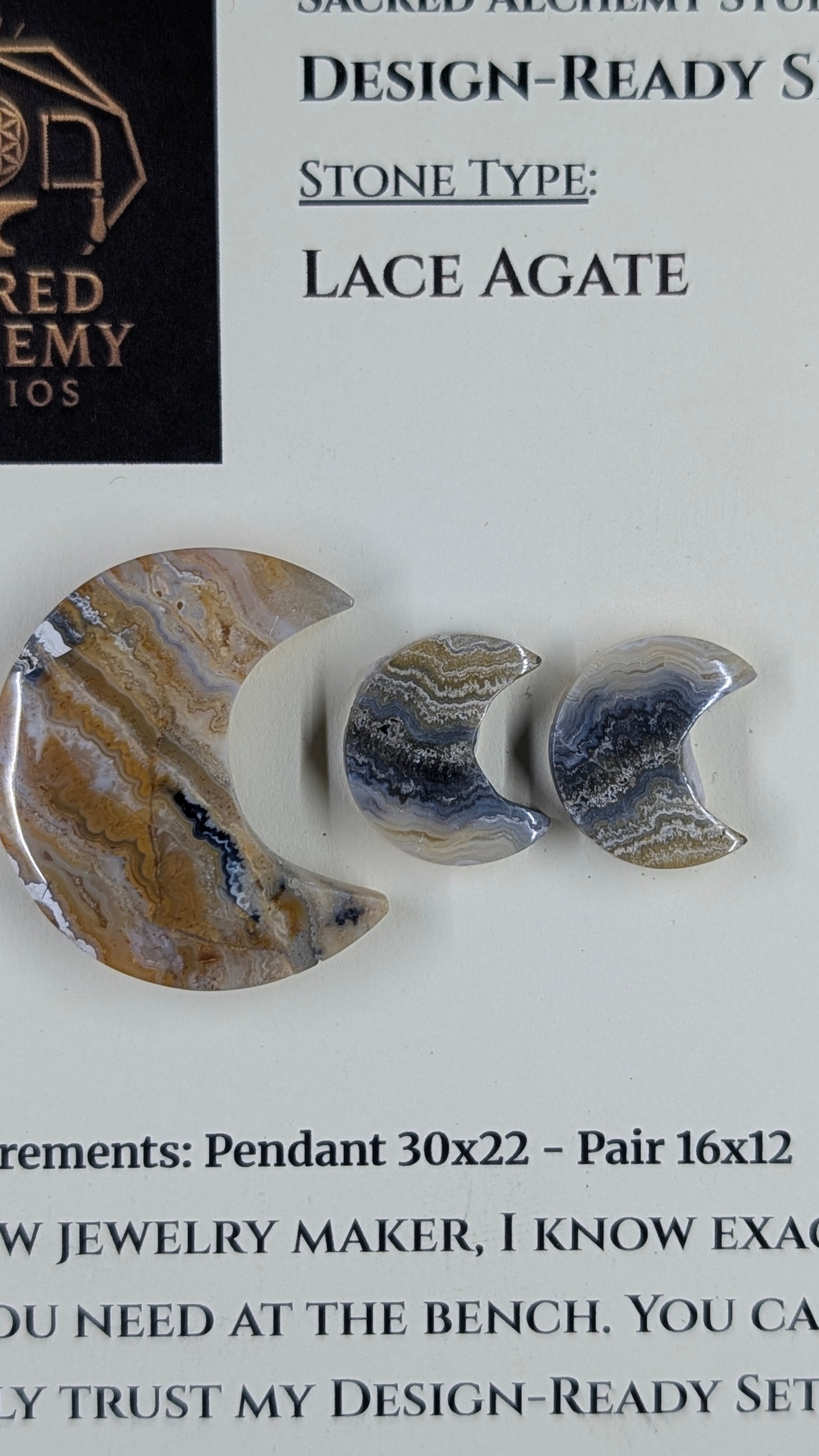 Crescent Moon - Lace Agate - Design-Ready Set