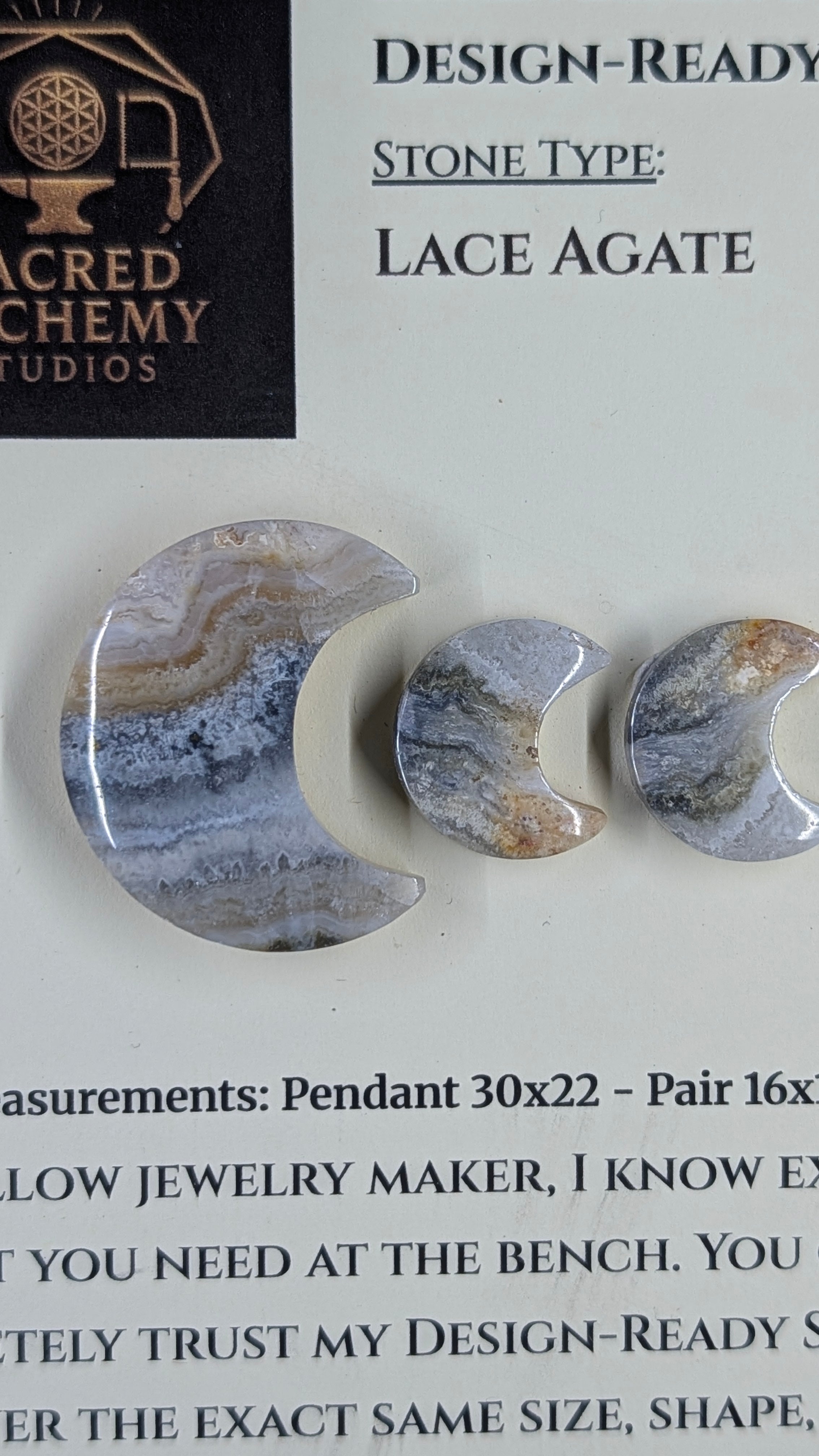 Crescent Moon - Lace Agate - Design-Ready Set