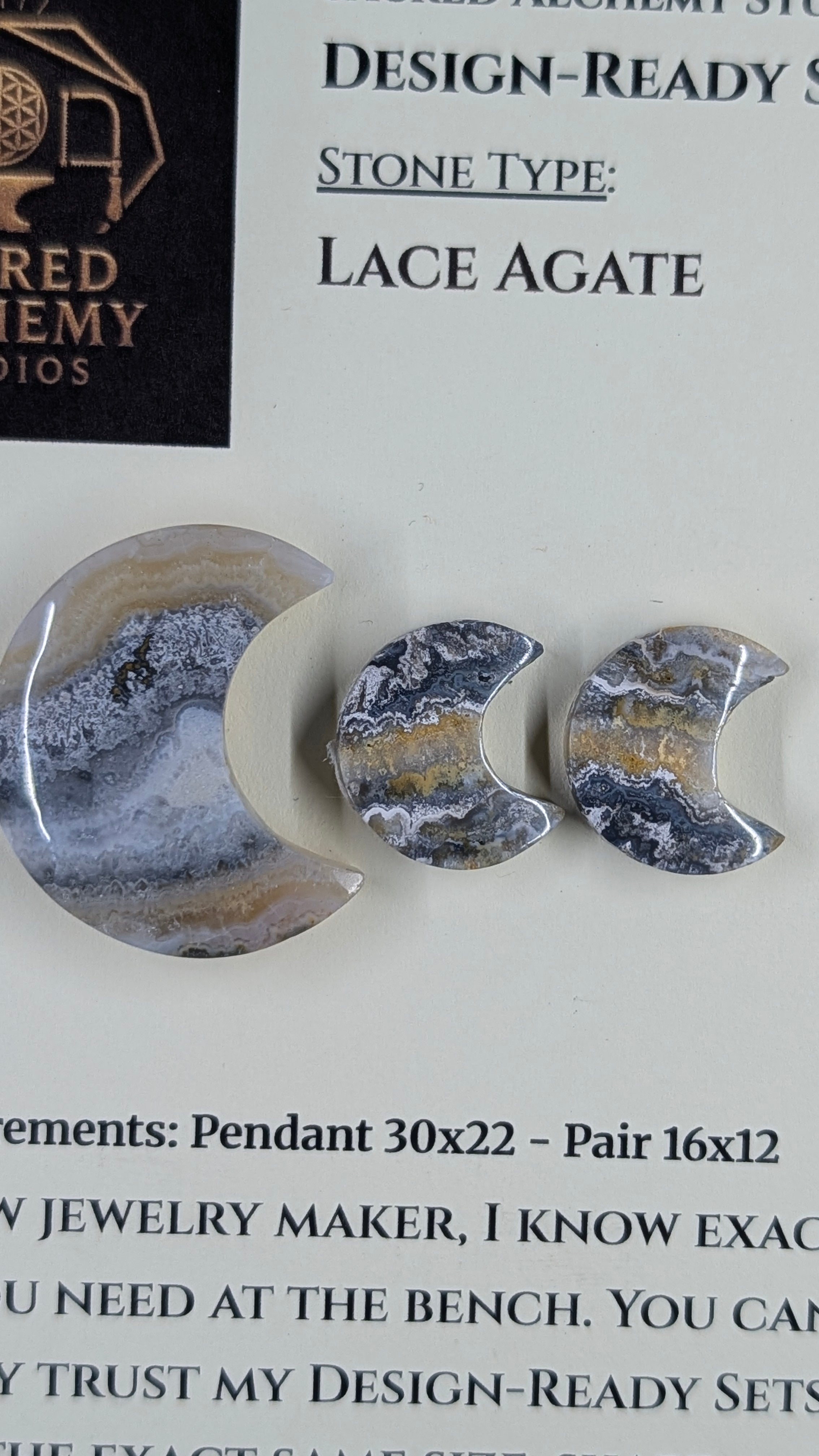 Crescent Moon - Lace Agate - Design-Ready Set
