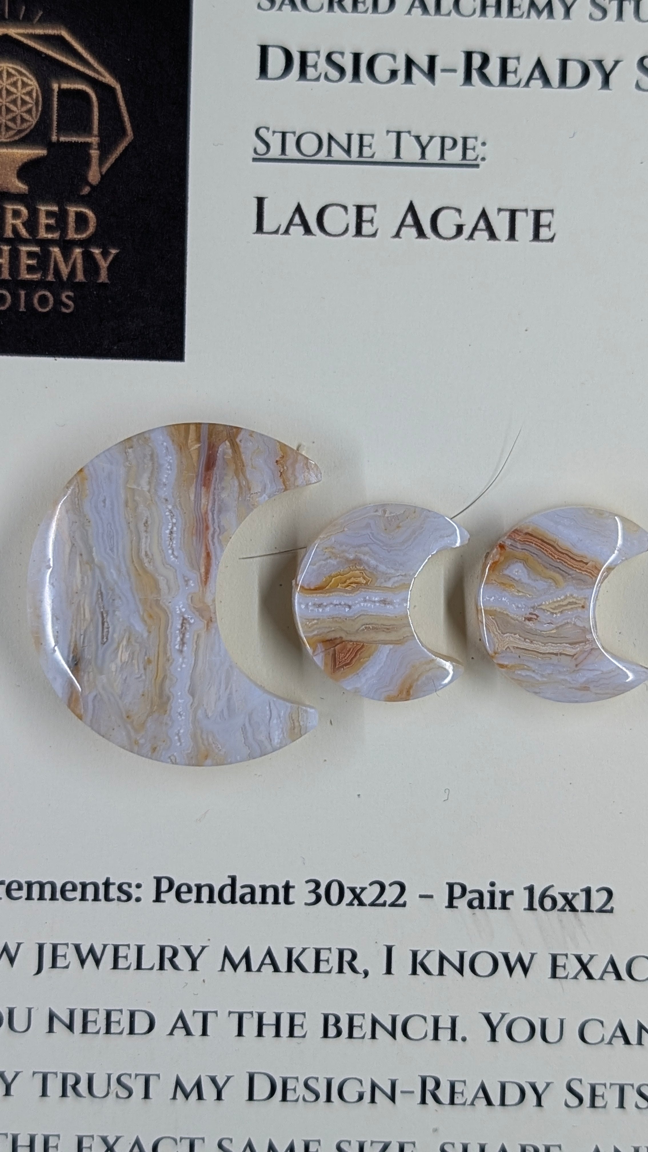 Crescent Moon - Lace Agate - Design-Ready Set