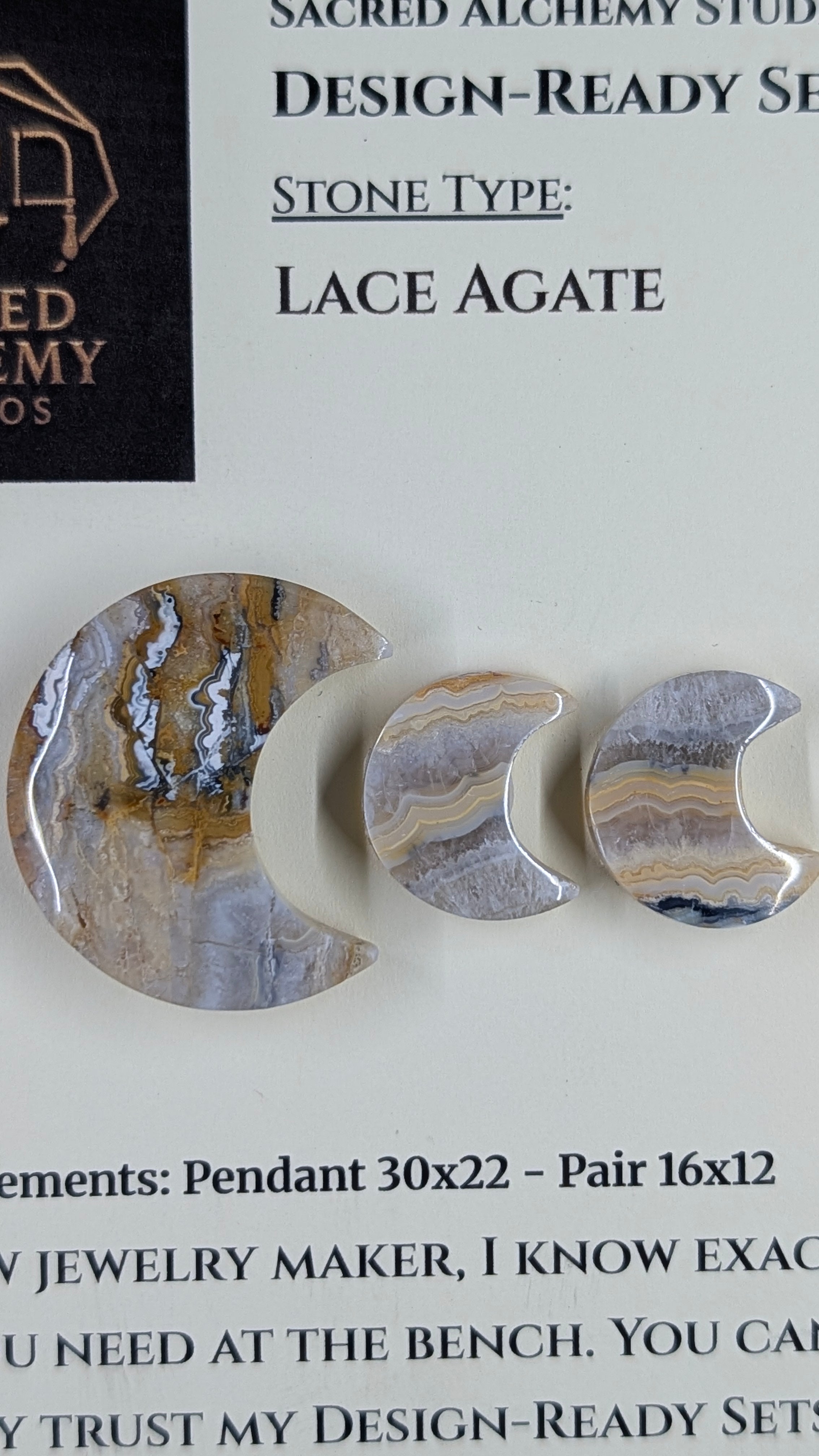 Crescent Moon - Lace Agate - Design-Ready Set