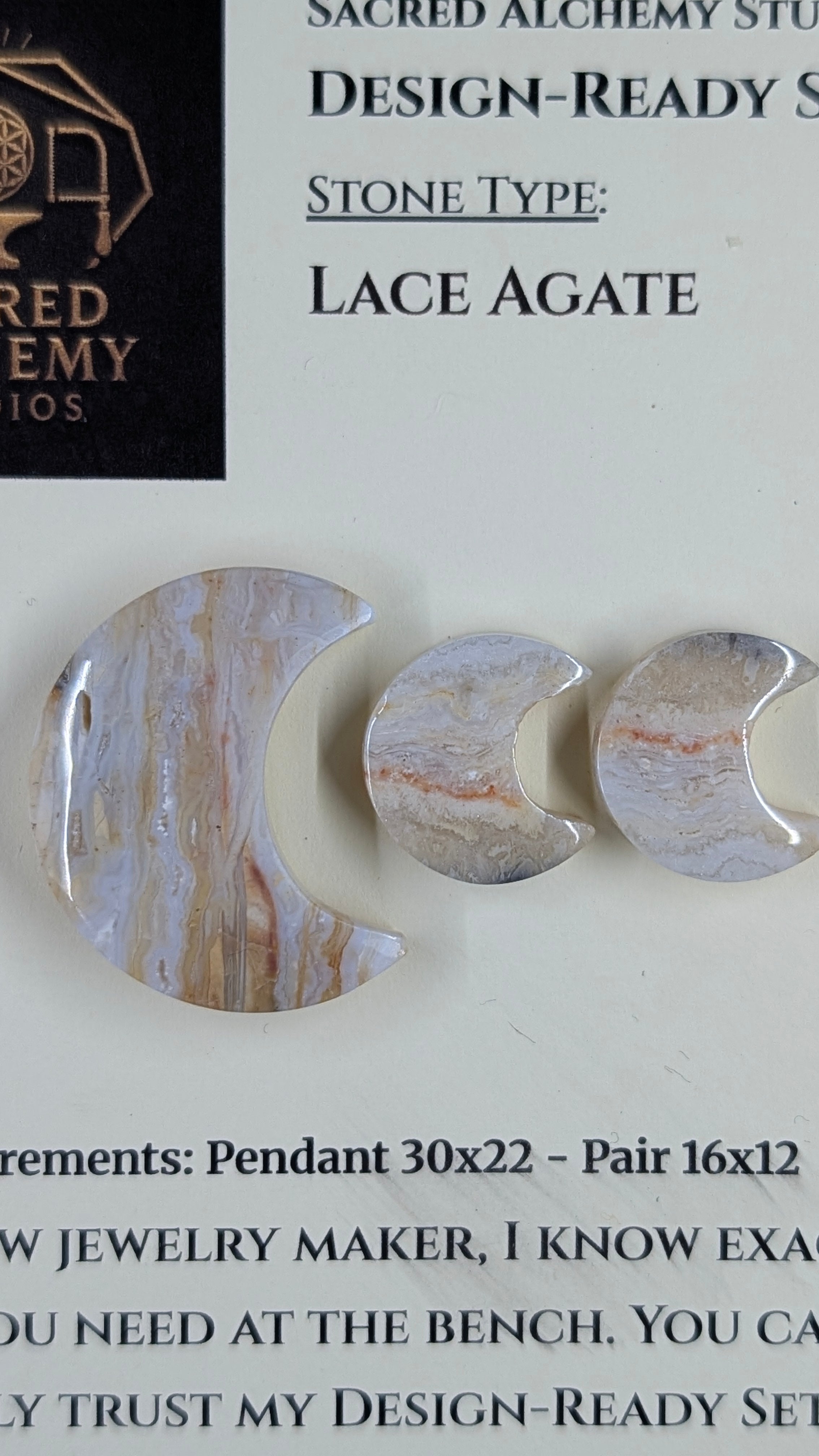 Crescent Moon - Lace Agate - Design-Ready Set