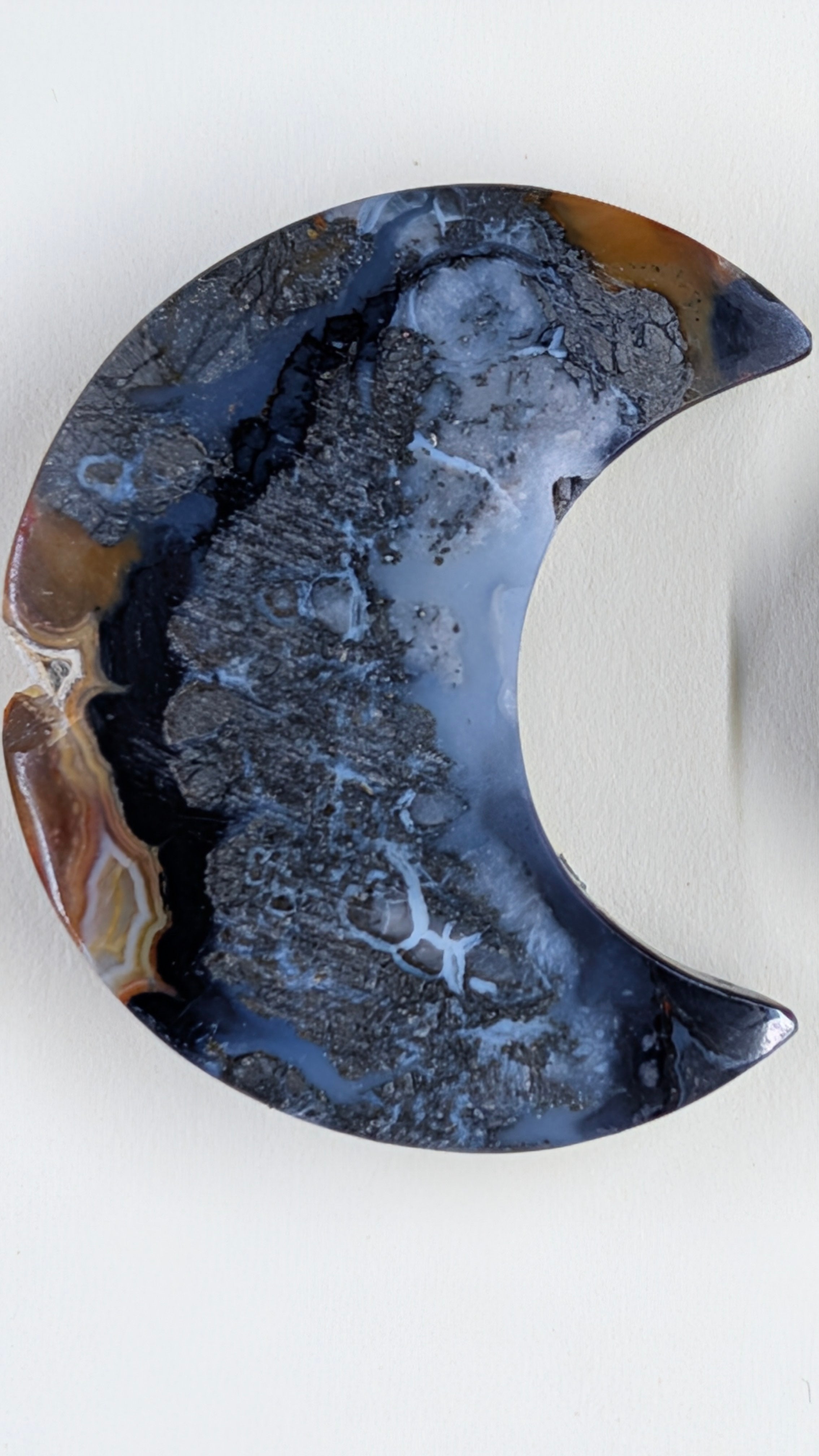 Crescent Moon - Marcasite in Agate - Sacred Alchemy Select - Design-Ready Set