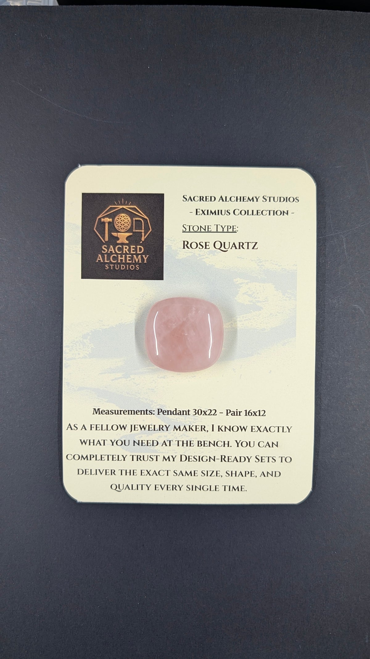 Sacred Alchemy Eximius Collection | Handcrafted Square Cushion Rose Quartz Cabochon (Minas Gerais, Brazil)