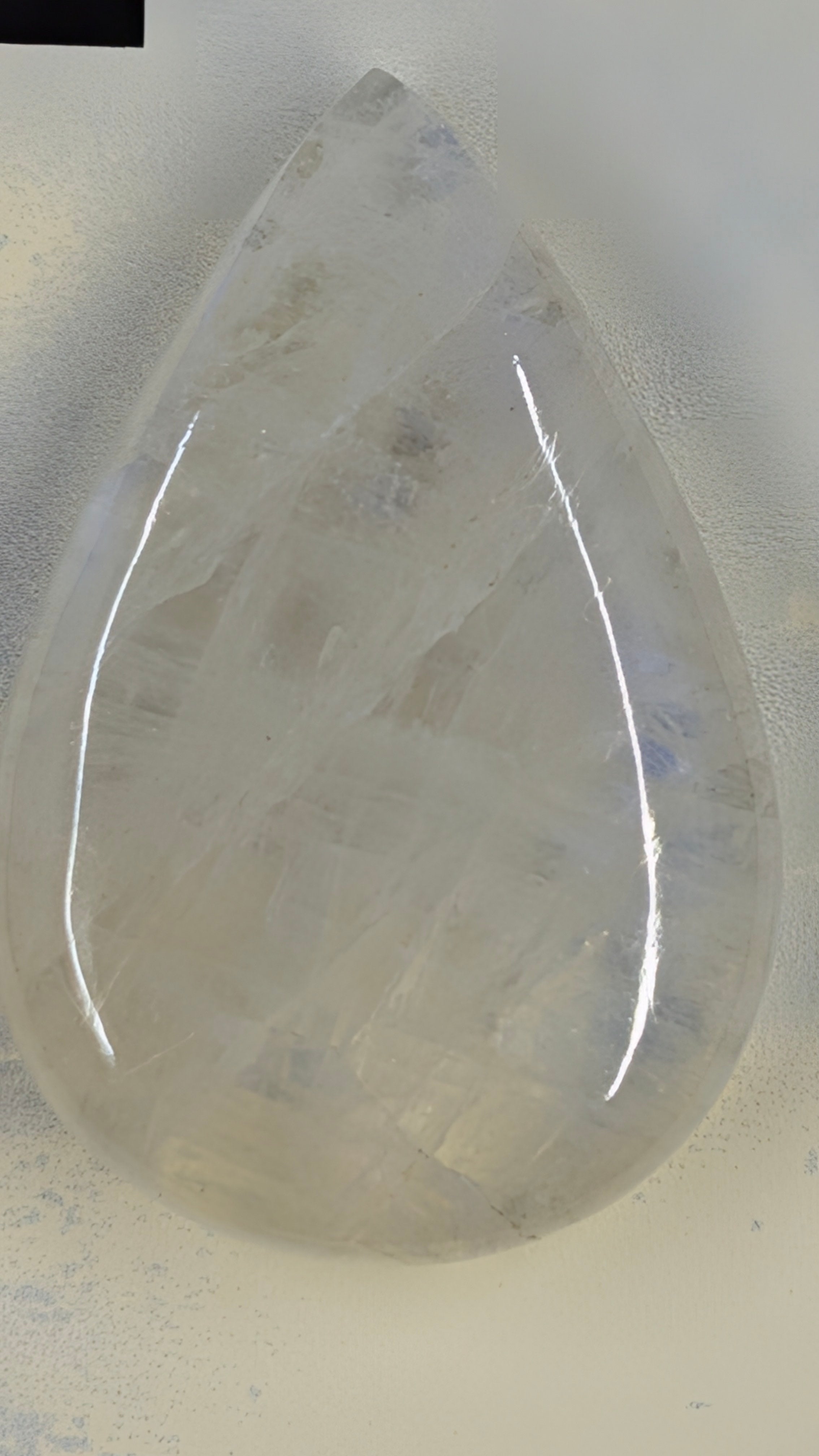 Sacred Alchemy Eximius Collection | Handcrafted Tear Shaped Rainbow Moonstone Cabochon (Myanmar)