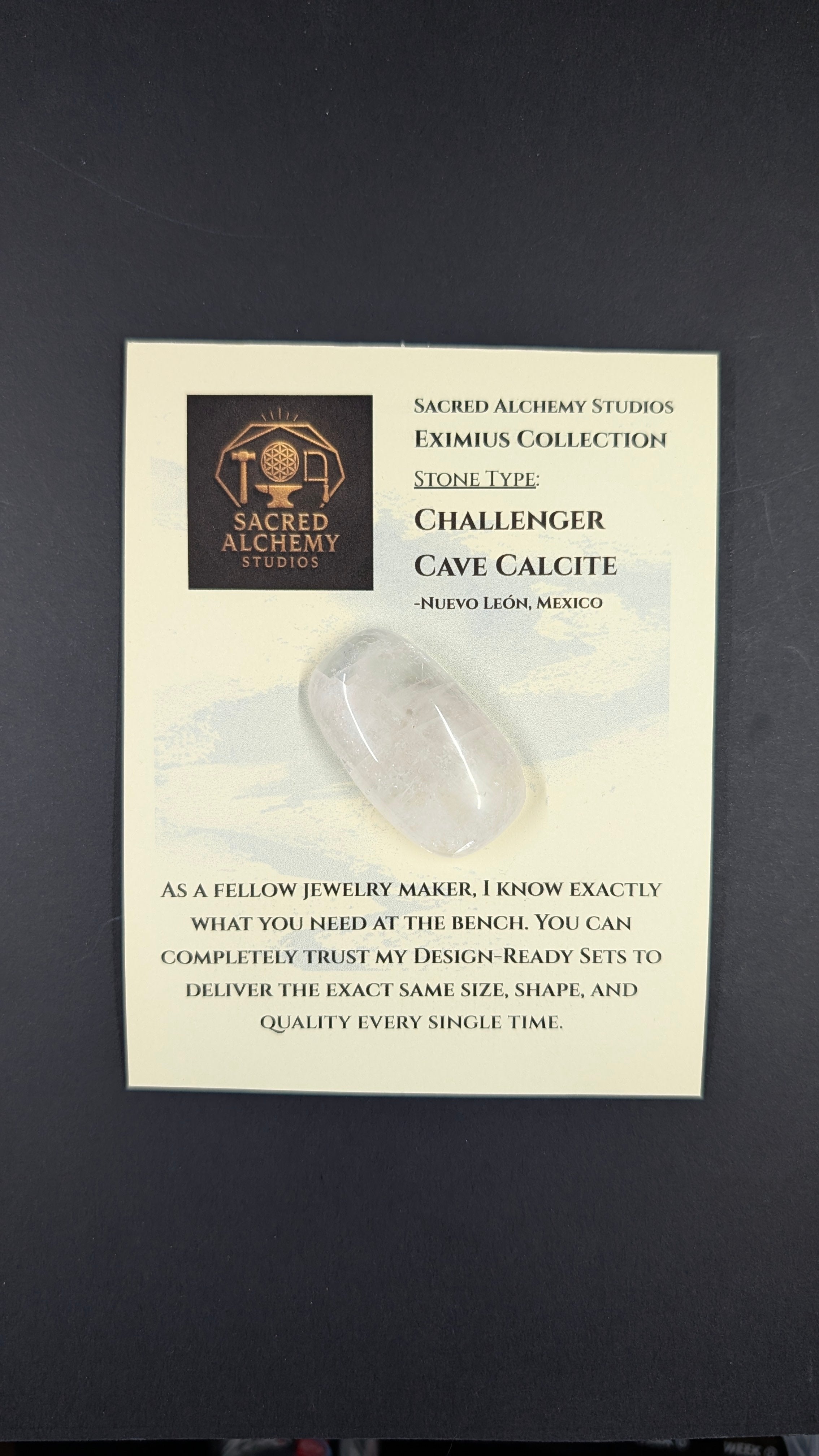 Sacred Alchemy Eximius Collection | Handcrafted Challenger Cave Calcite UV Reactive Cabochon