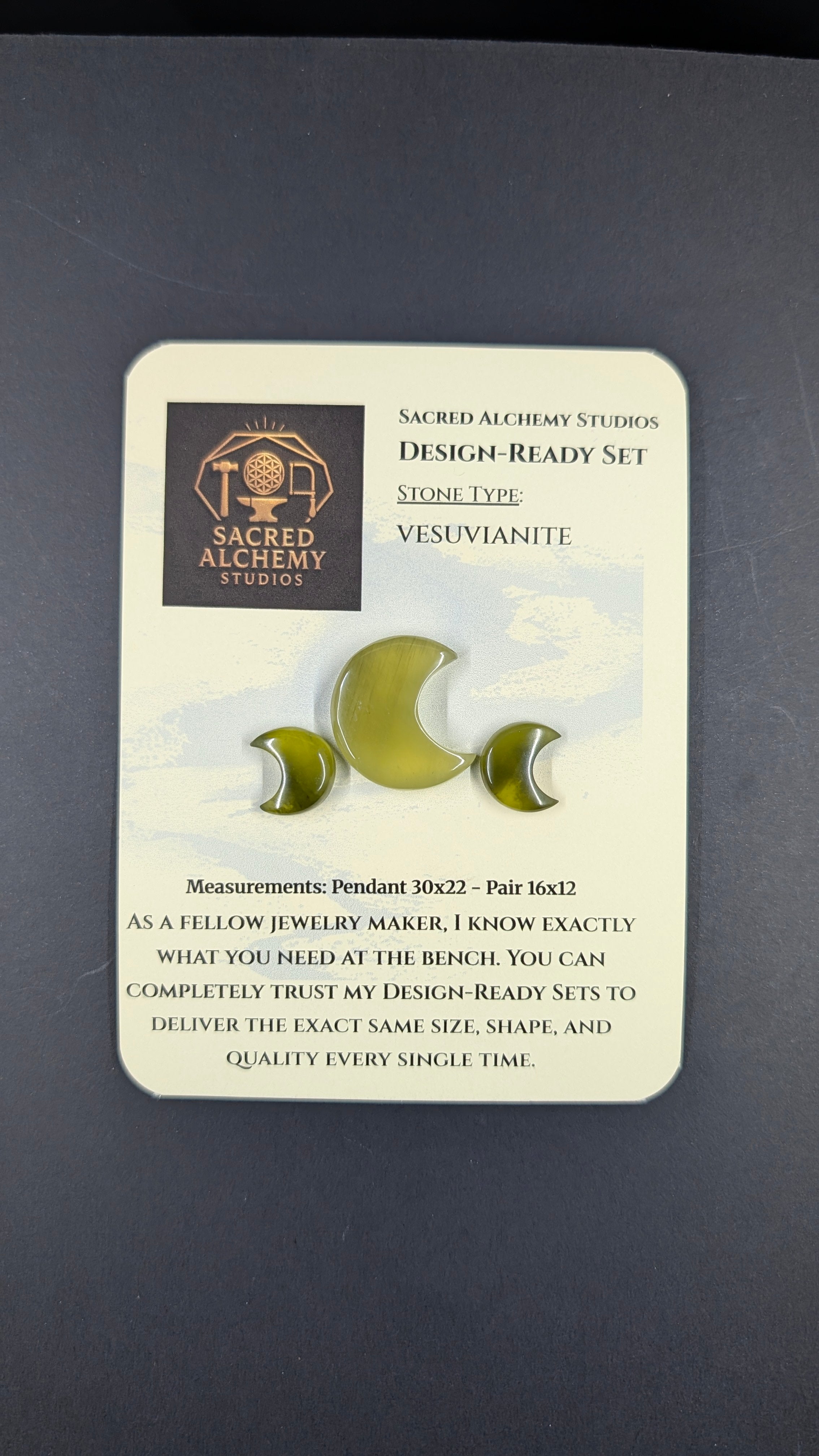 Crescent Moon Shape - Vesuvianite - Design Ready