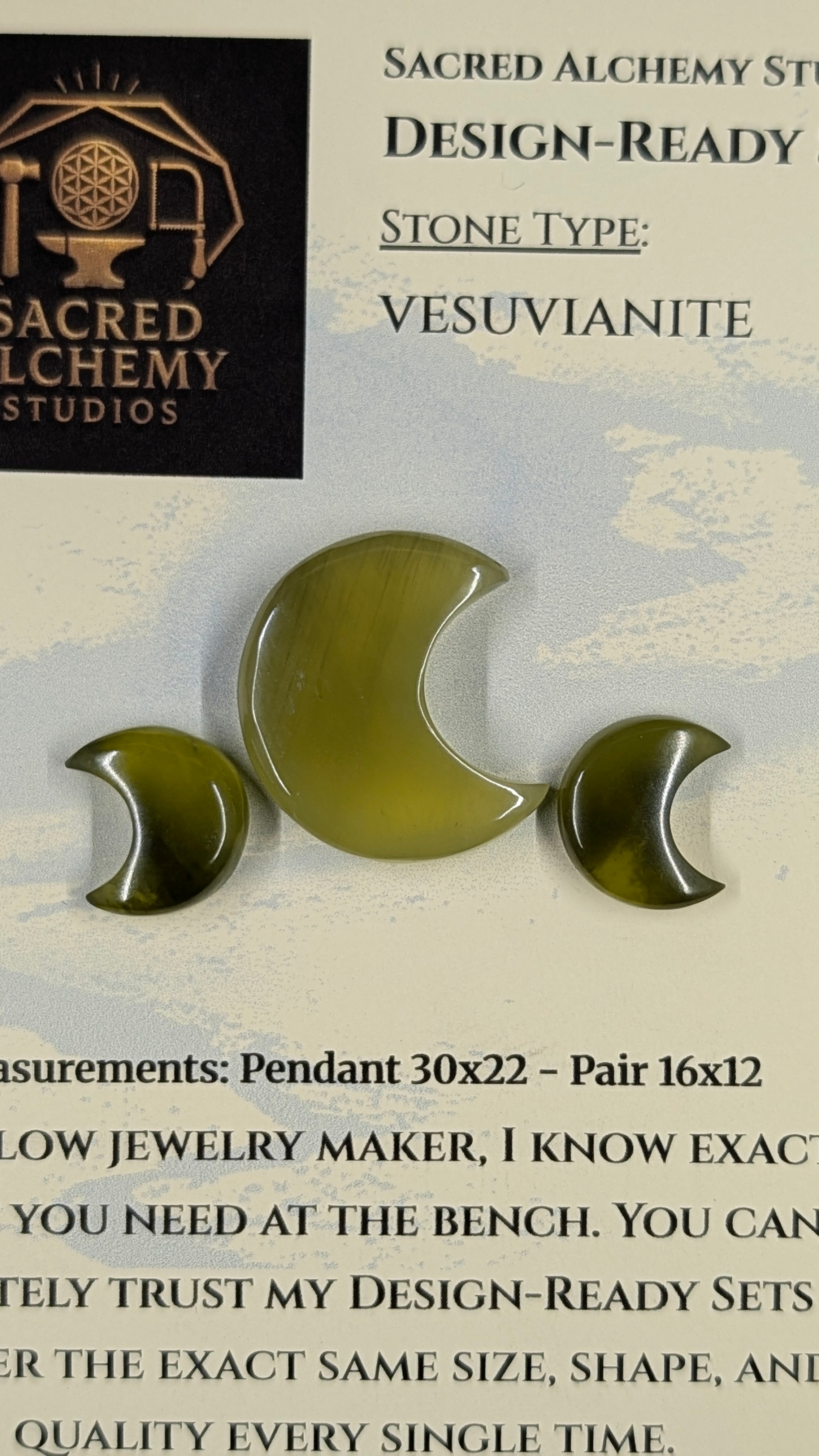 Crescent Moon Shape - Vesuvianite - Design Ready
