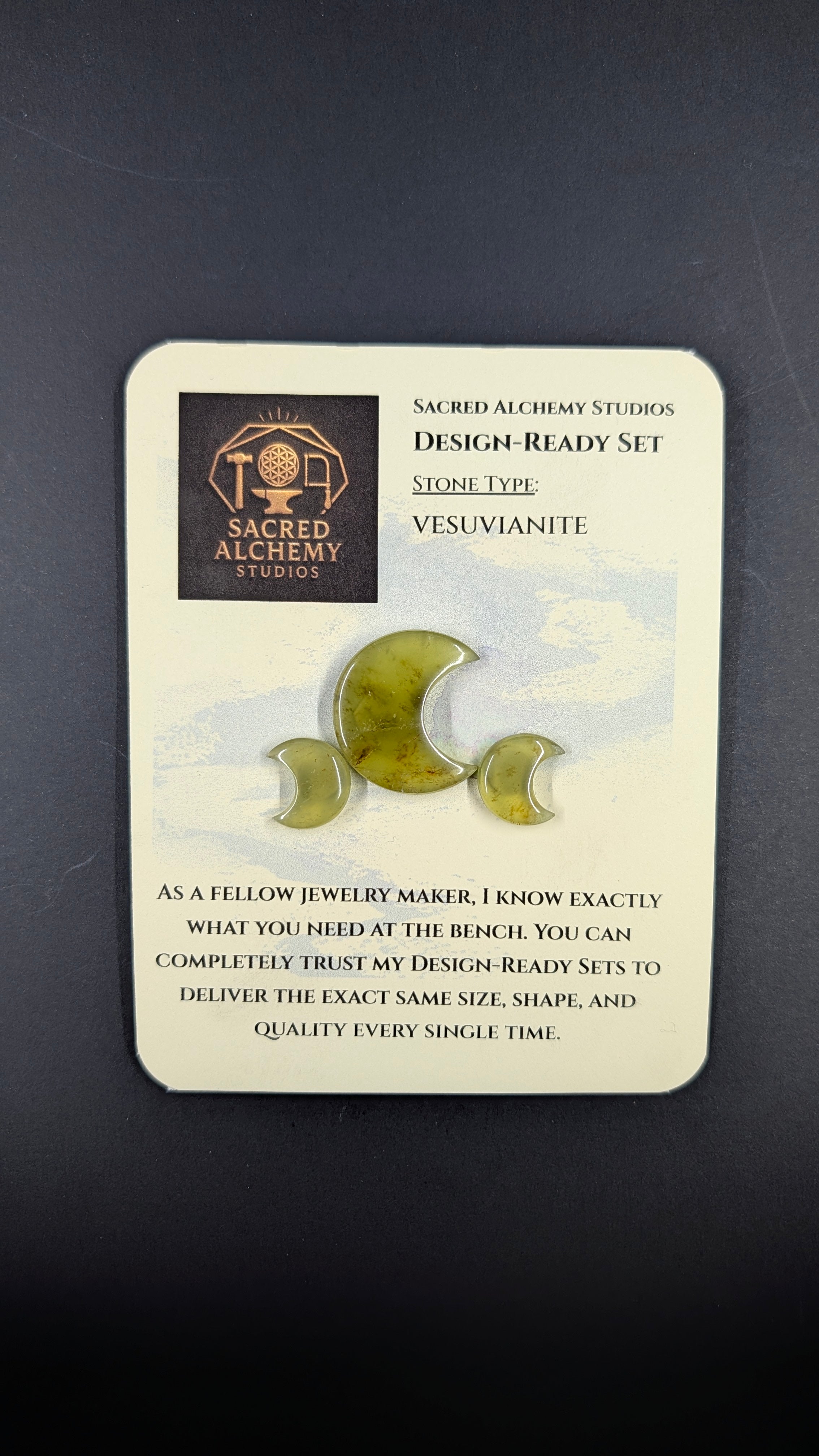 Crescent Moon Shape - Vesuvianite - Design Ready