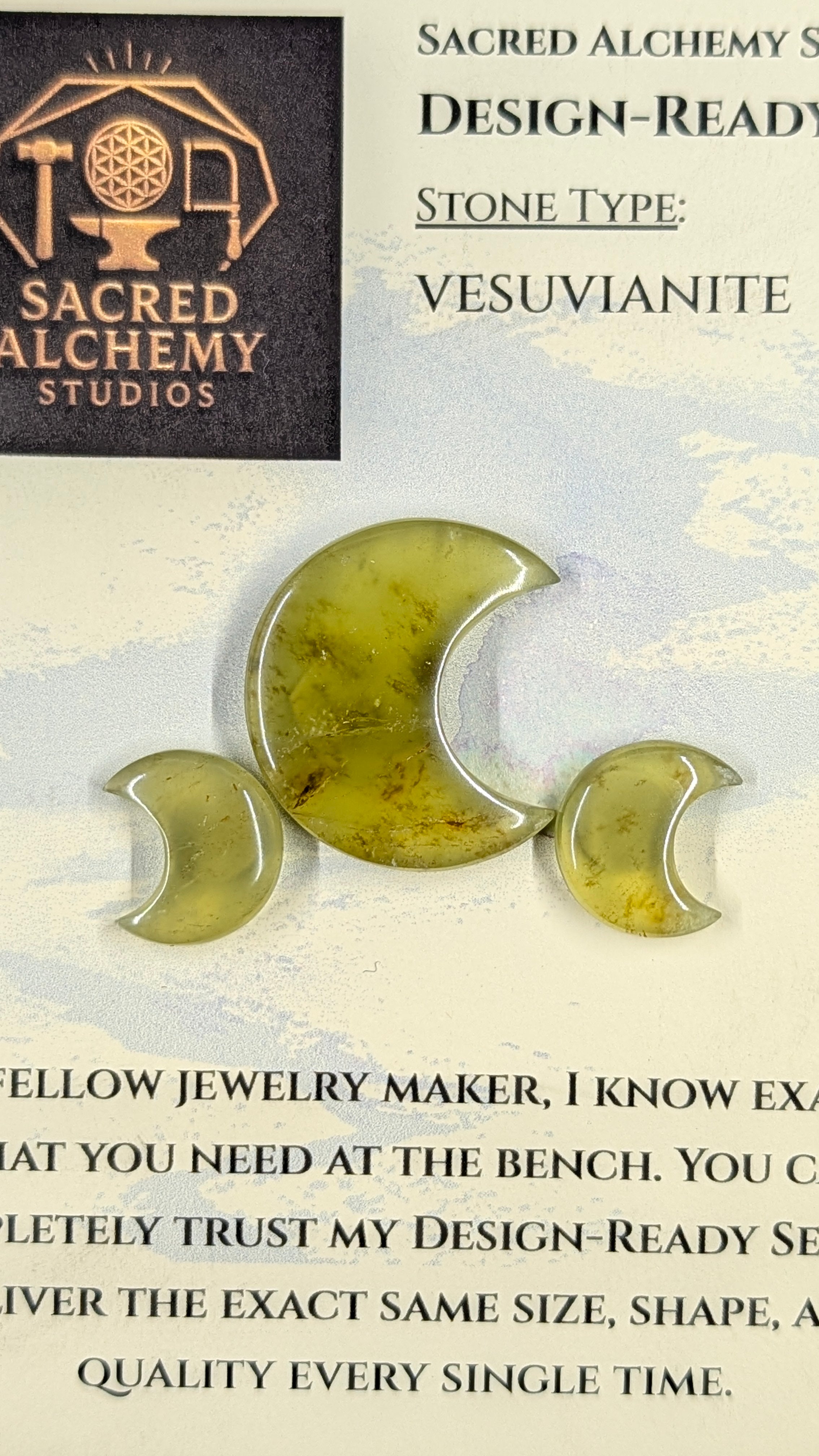 Crescent Moon Shape - Vesuvianite - Design Ready