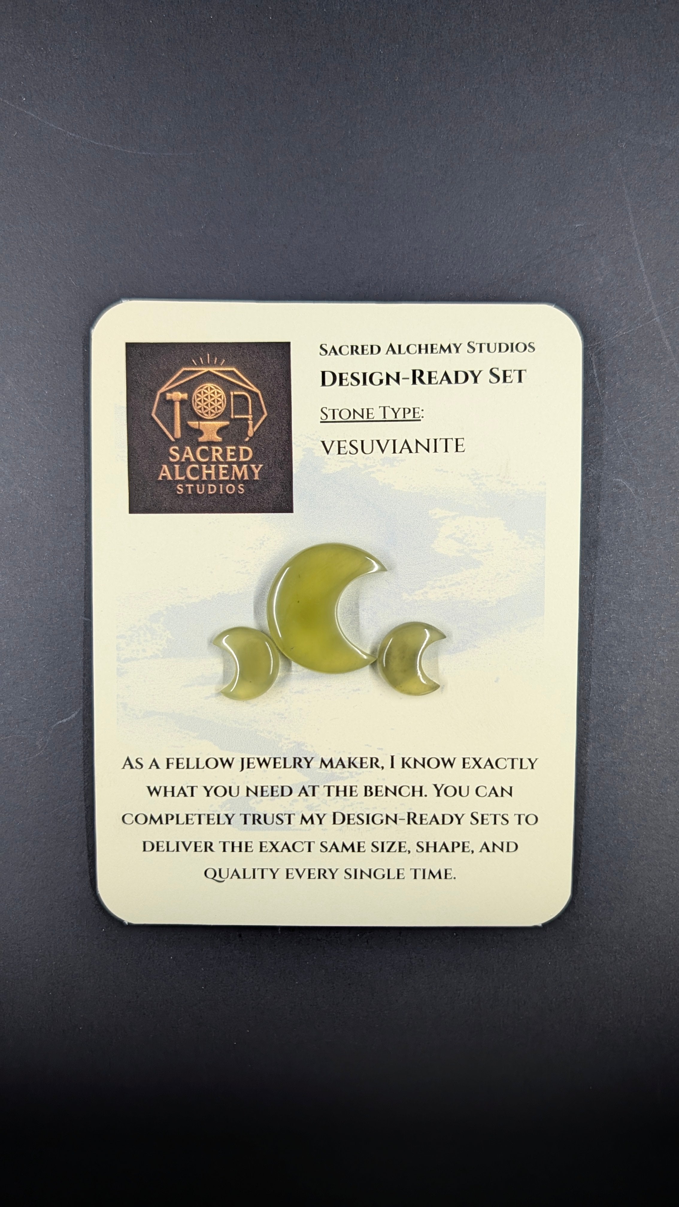 Crescent Moon Shape - Vesuvianite - Design Ready