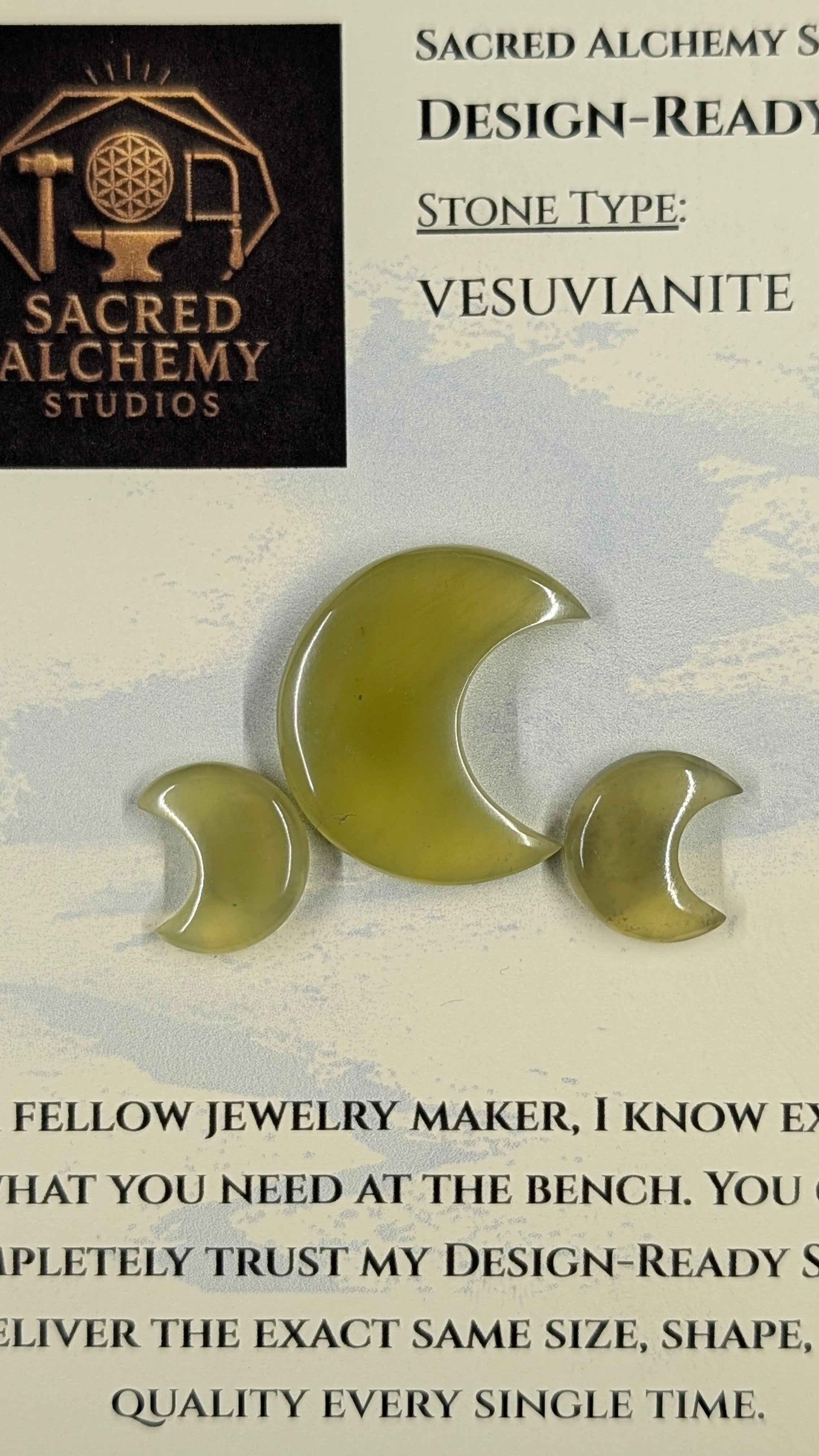 Crescent Moon Shape - Vesuvianite - Design Ready